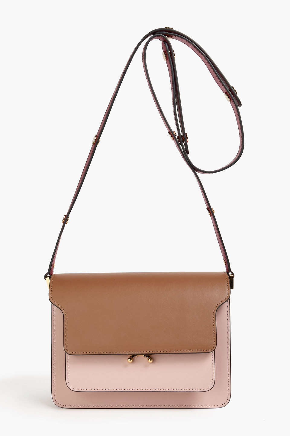 Marni Trunk Color-block Leather Shoulder Bag In Blush
