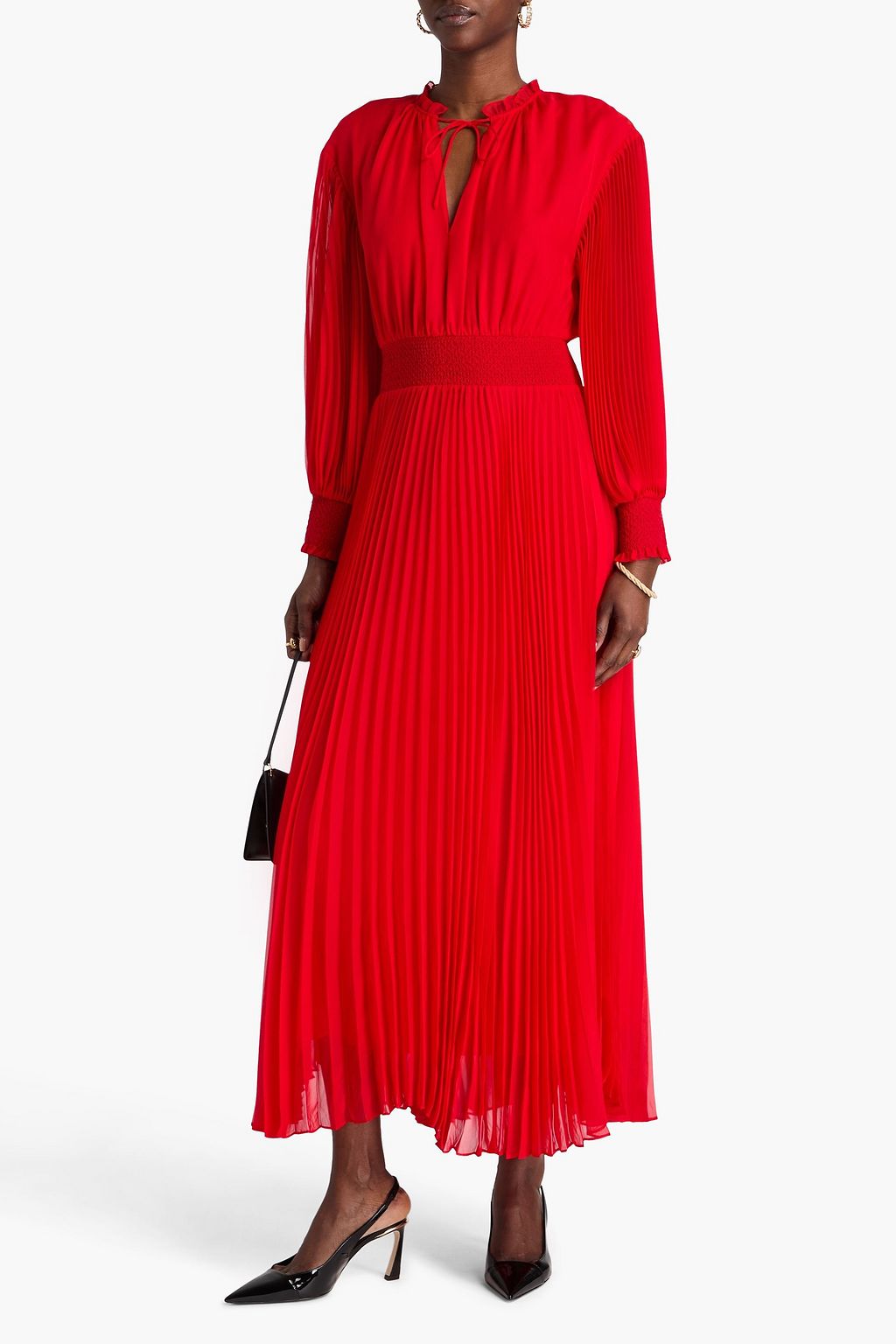 ALICE + OLIVIA Vernia pleated voile maxi dress