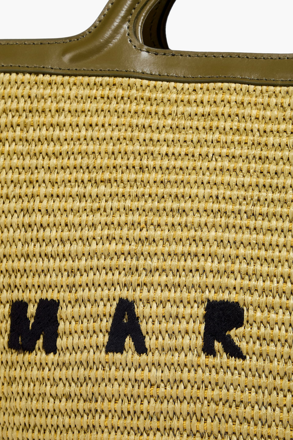 MARNI TROPICALIA LEATHER-TRIMMED FAUX RAFFIA TOTE 