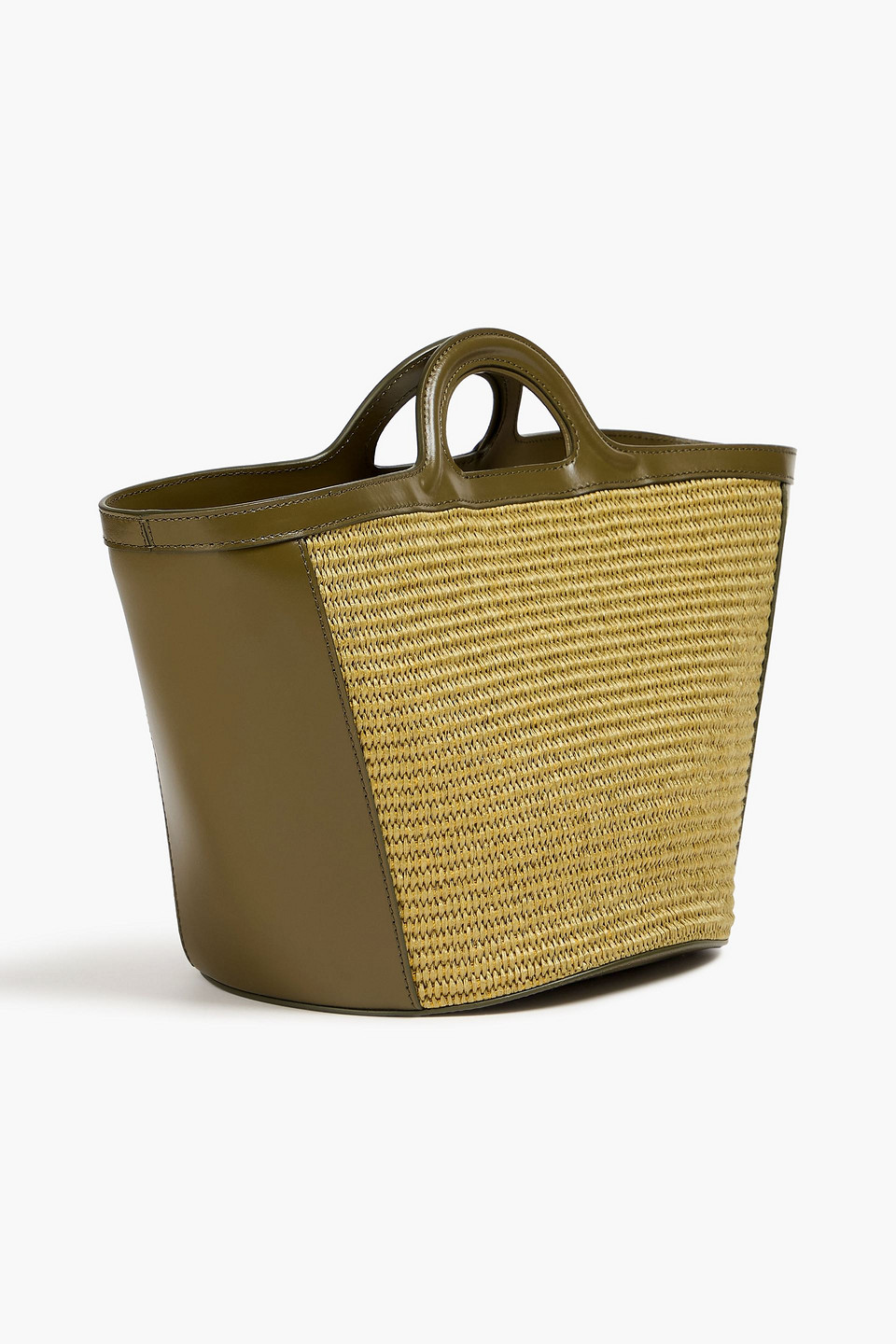 MARNI TROPICALIA LEATHER-TRIMMED FAUX RAFFIA TOTE 