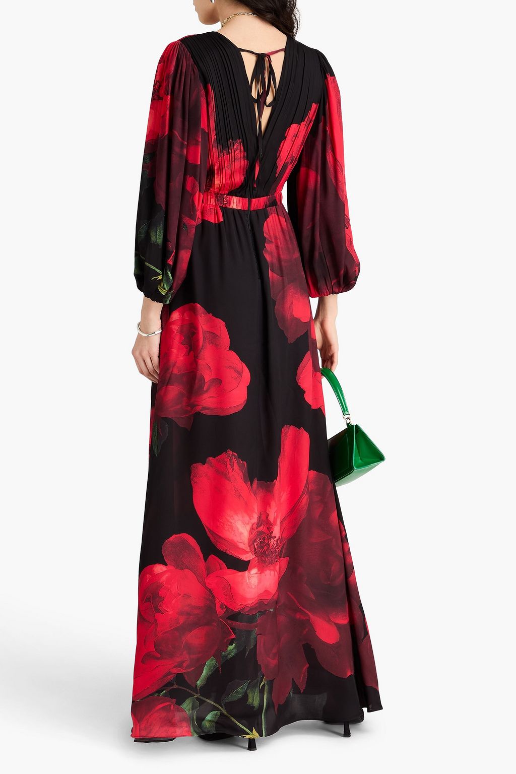 ALICE + OLIVIA クレープデシン ラップ風マキシワンピース フローラルプリント