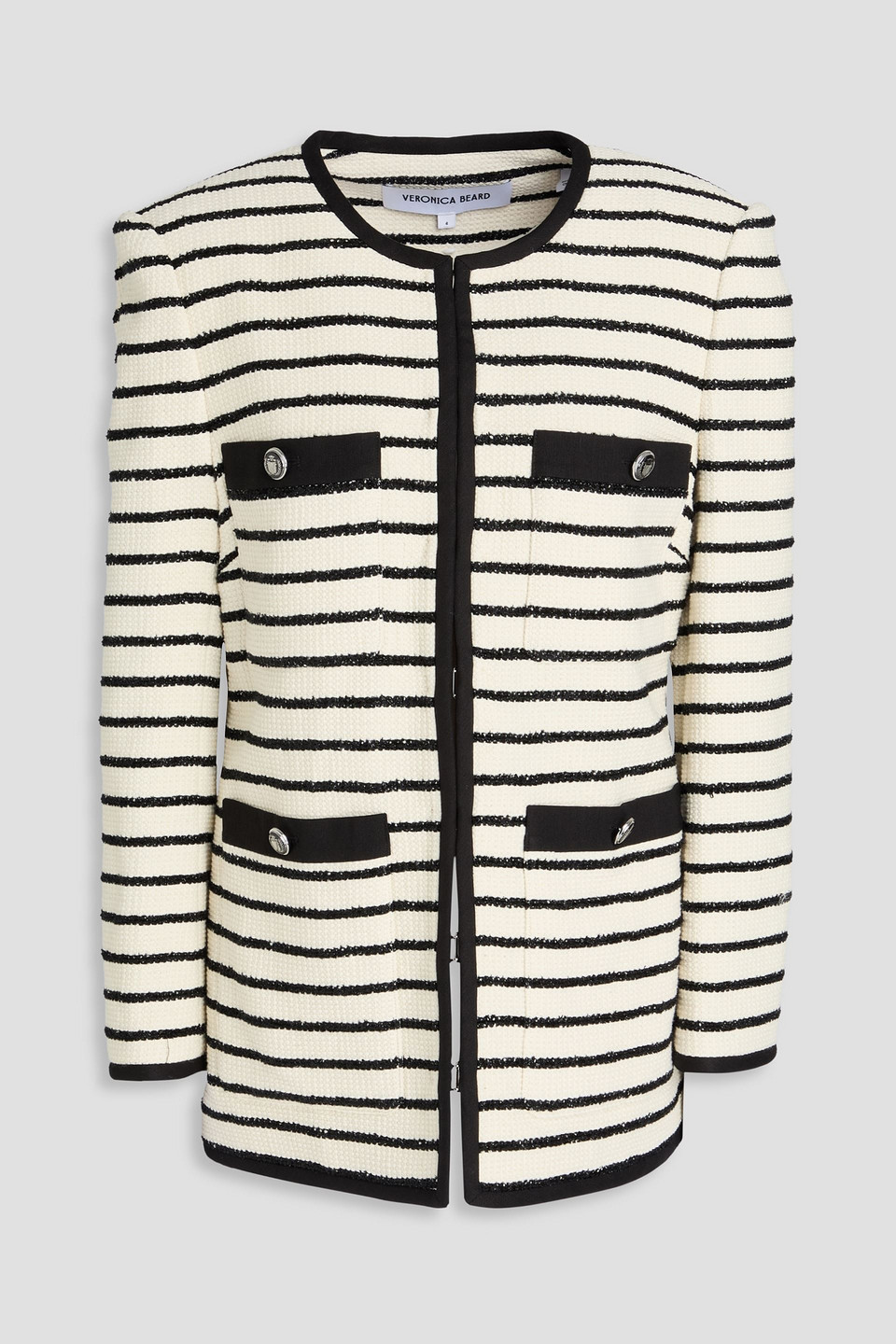 Veronica Beard Foster Gestreifte Jacke Aus Tweed Aus Einer Baumwollmischung In Elfenbein