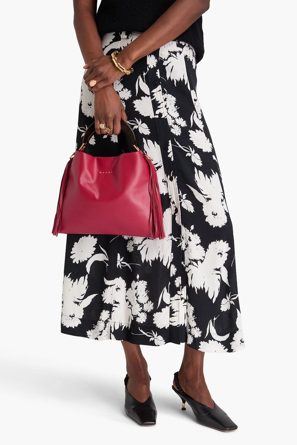 MARNI Venice fringed leather tote