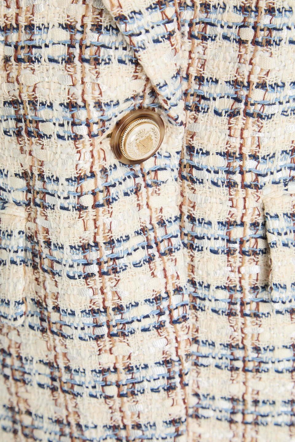 Veronica Beard Martel Blazer Aus Tweed Aus Einer Baumwollmischung Mit Karomuster In Elfenbein