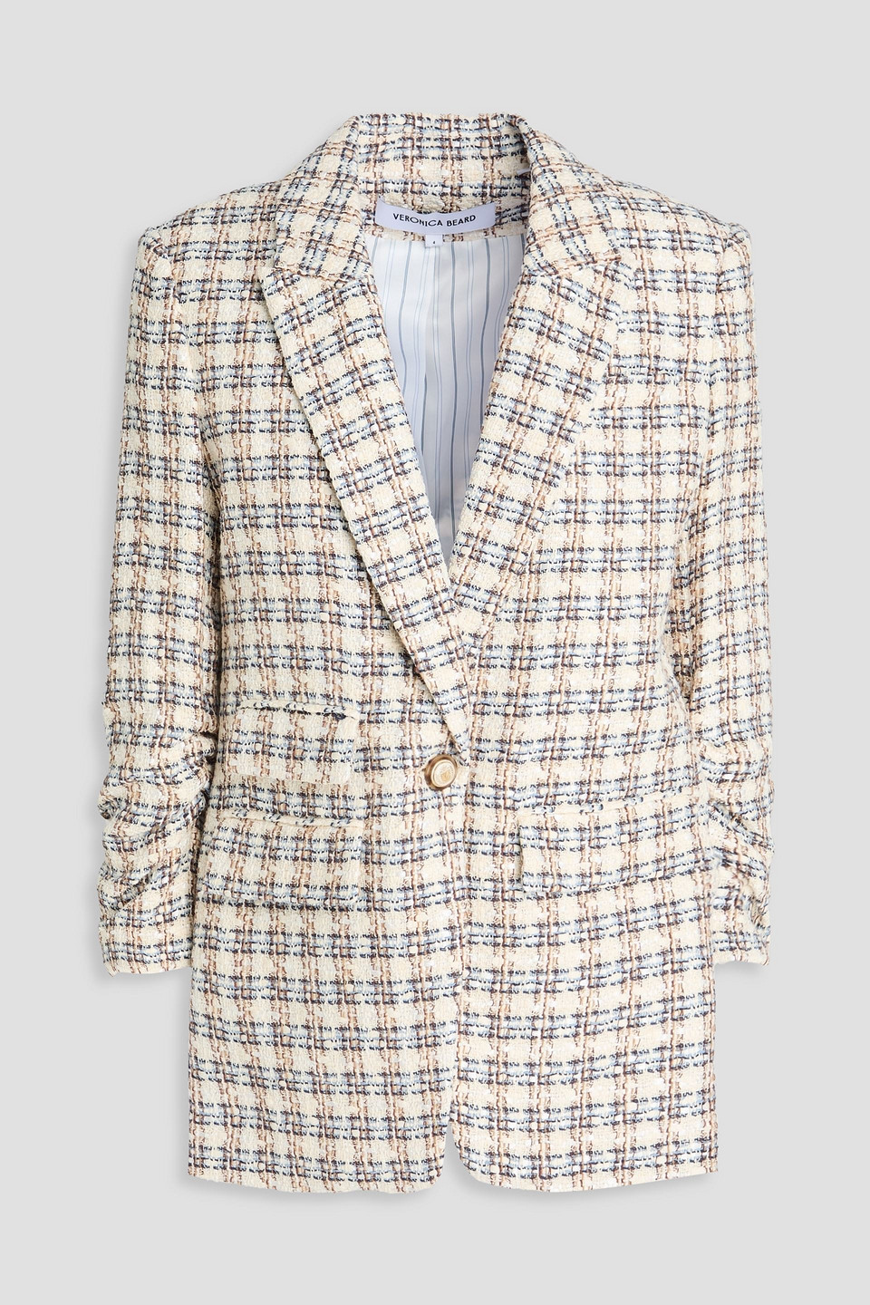 Veronica Beard Martel Blazer Aus Tweed Aus Einer Baumwollmischung Mit Karomuster In Elfenbein