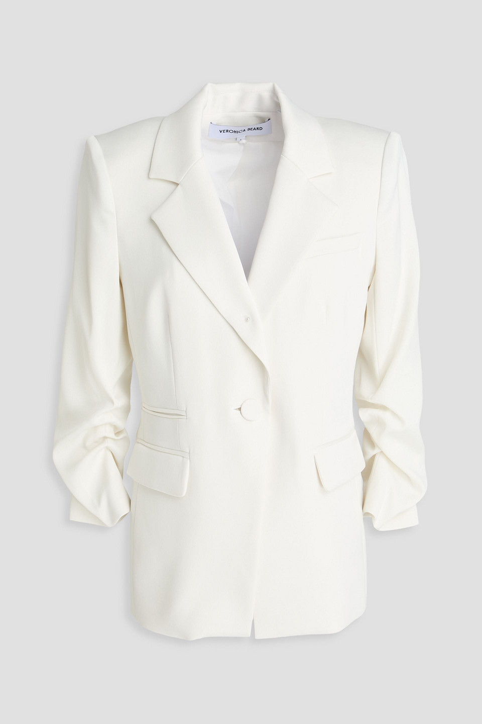Veronica Beard Battista Ruched Crepe De Chine Blazer In Off-white