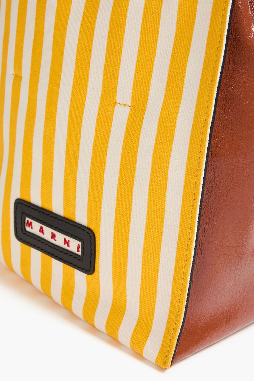 MARNI Striped canvas and leather tote