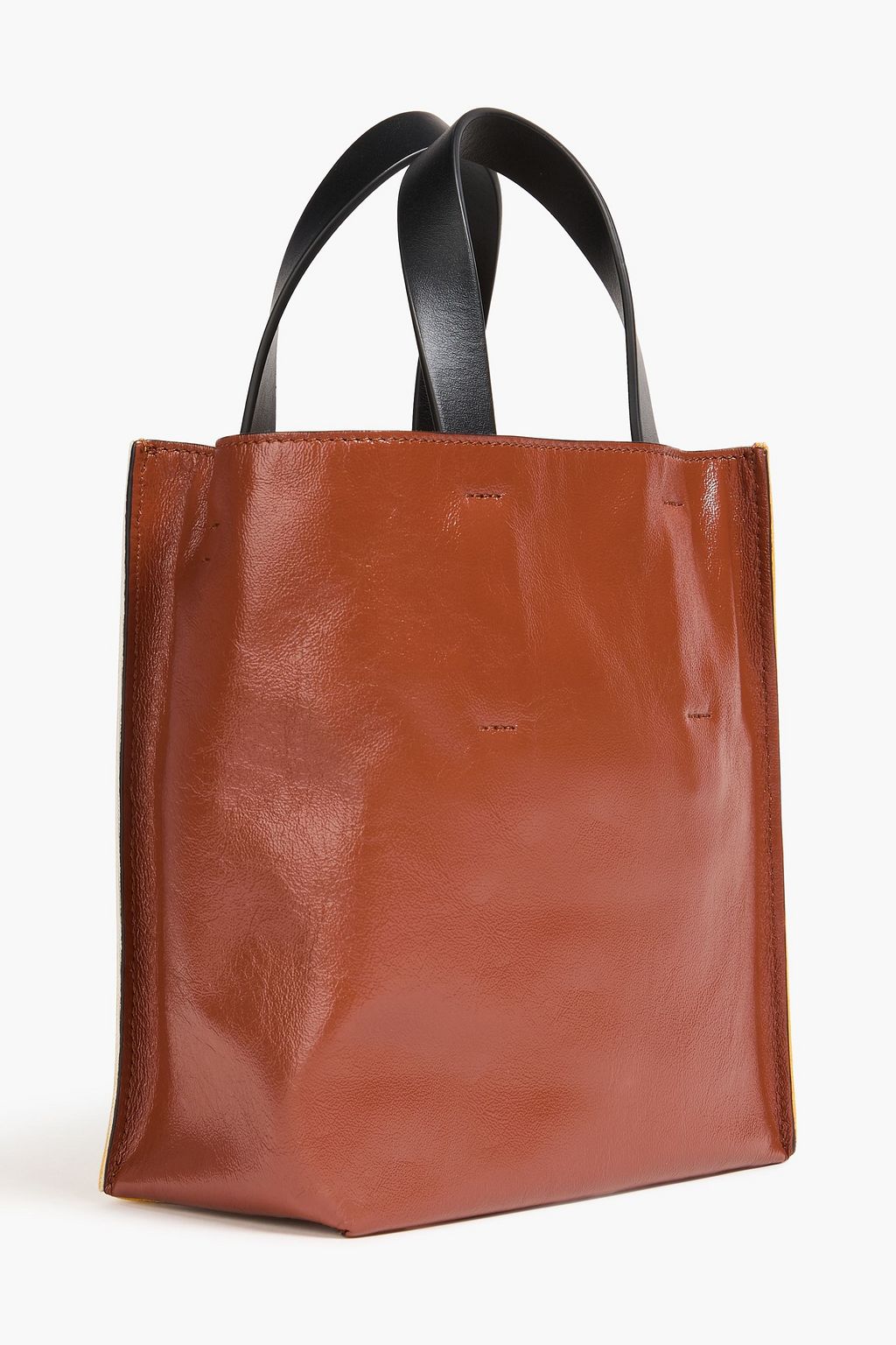 MARNI Striped canvas and leather tote
