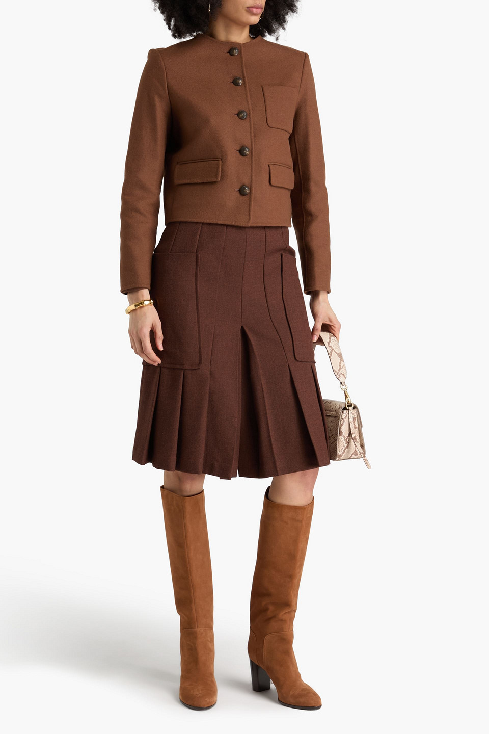 Veronica Beard Lyssa Wool-blend Felt Jacket In Brown