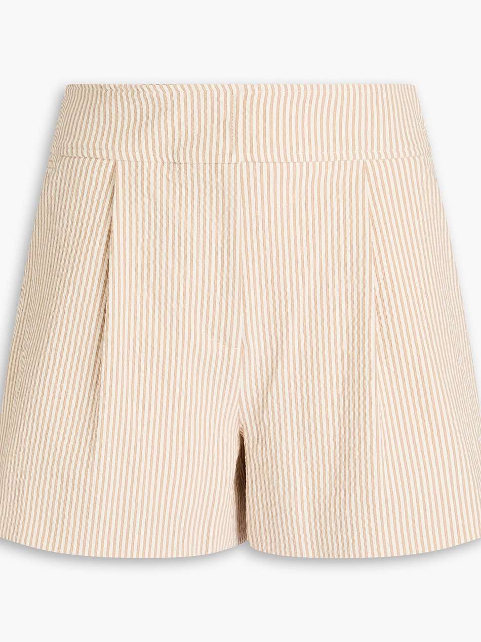 haina striped cotton-blend seersucker shorts