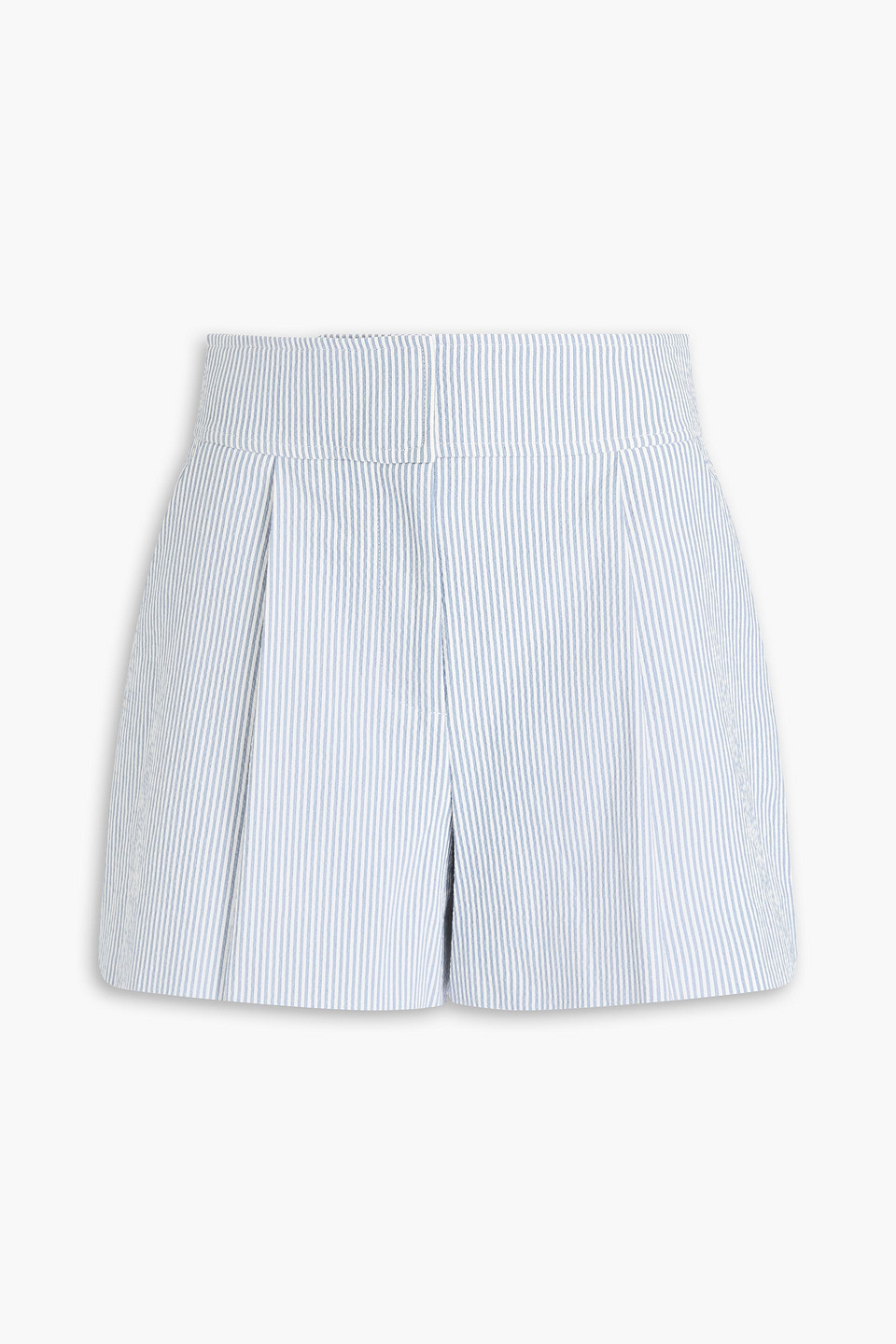 Veronica Beard Haina Gestreifte Shorts Aus Seersucker Aus Einer Baumwollmischung In Schieferblau