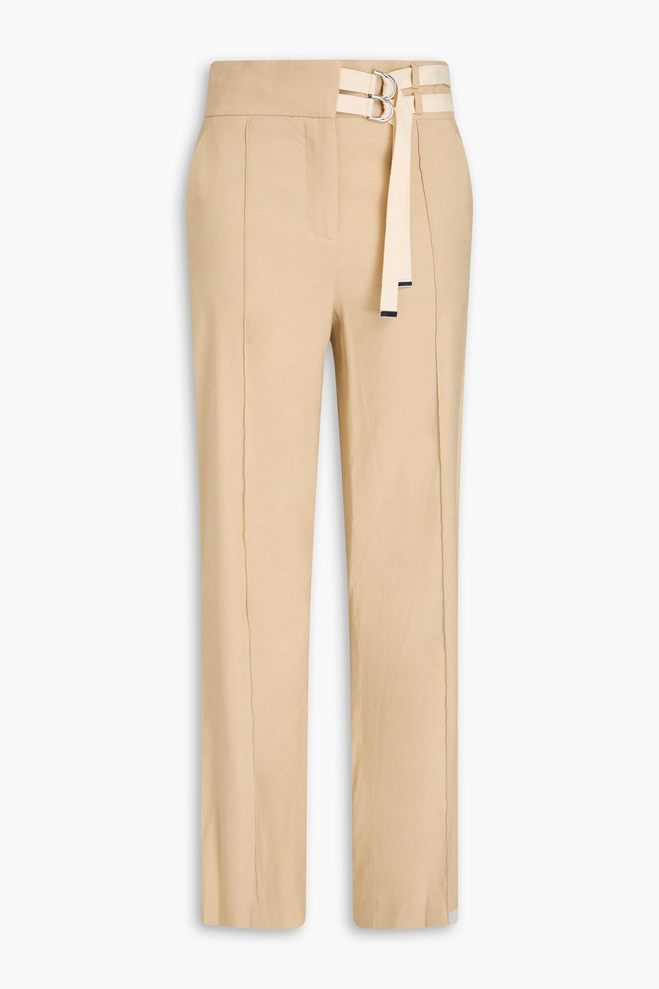 Veronica Beard Cruz Linen-blend Straight-leg Pants In Brown