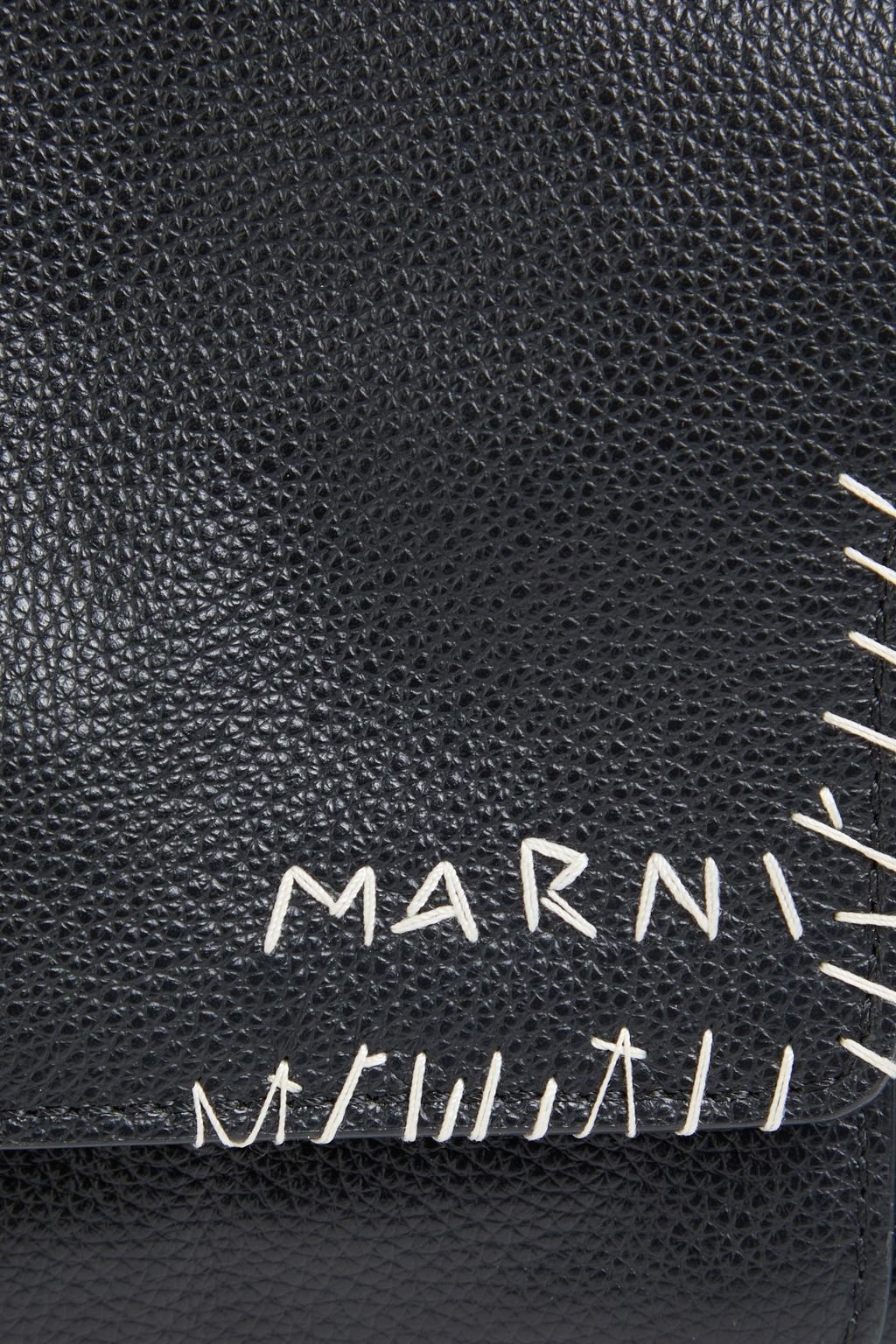 MARNI Trunk embroidered pebbled-leather shoulder bag