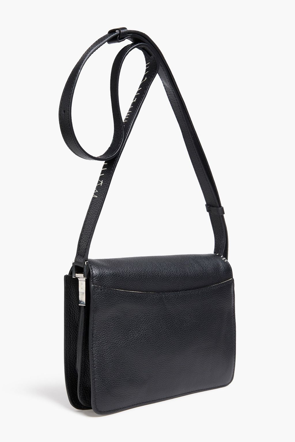 MARNI Trunk embroidered pebbled-leather shoulder bag