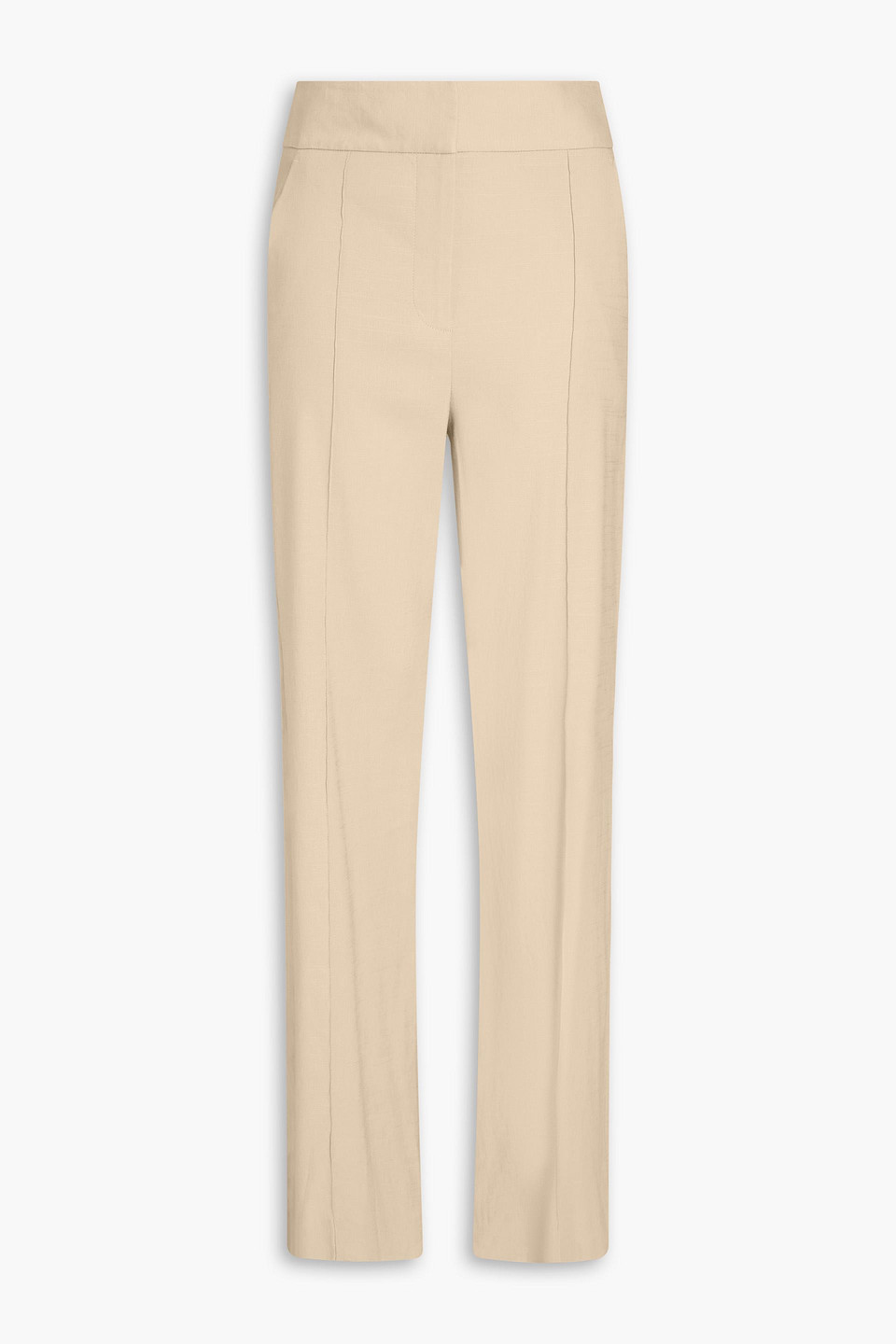 Veronica Beard Cruz Linen-blend Straight-leg Pants In Beige