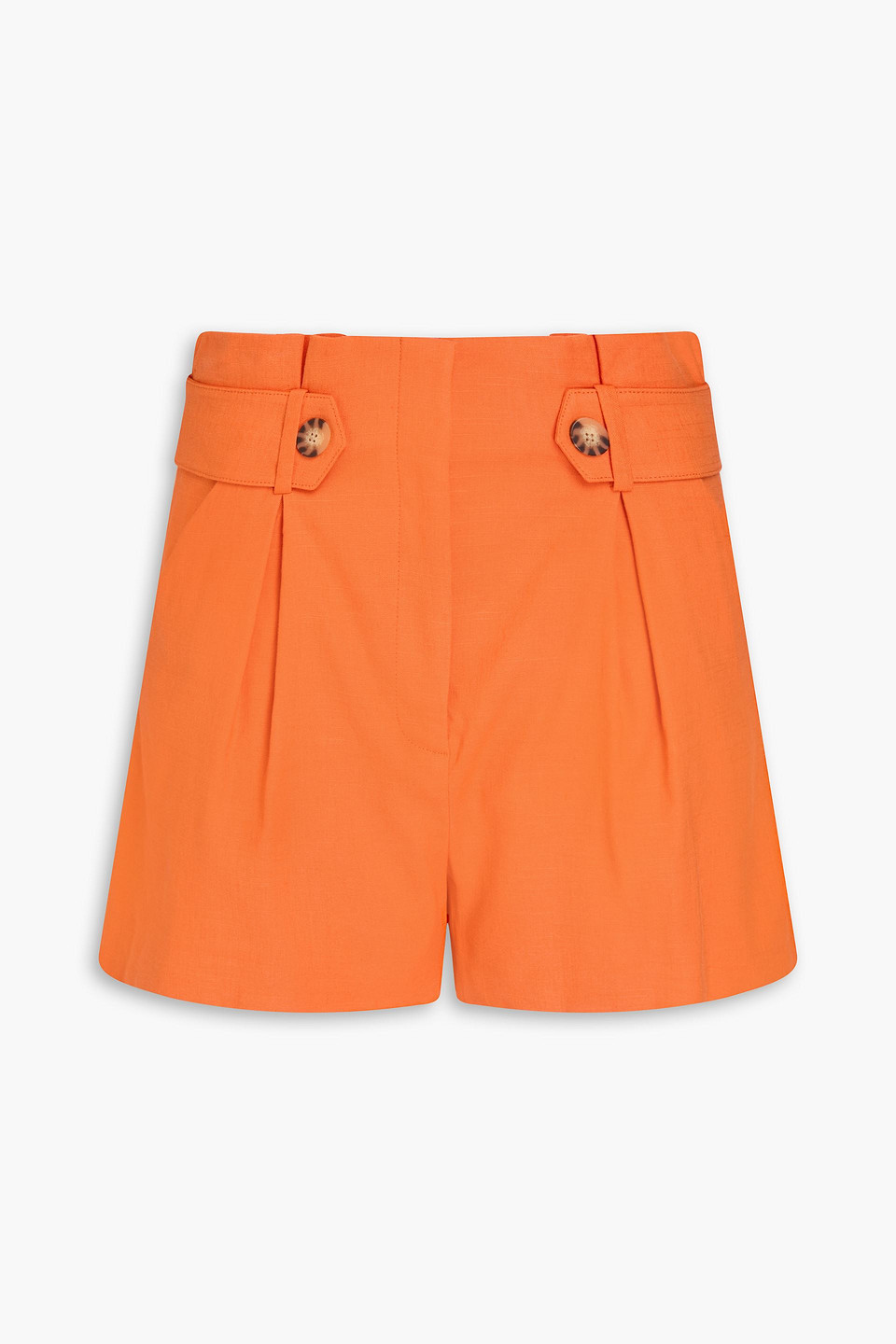 Veronica Beard Pleated Linen-blend Shorts In Orange