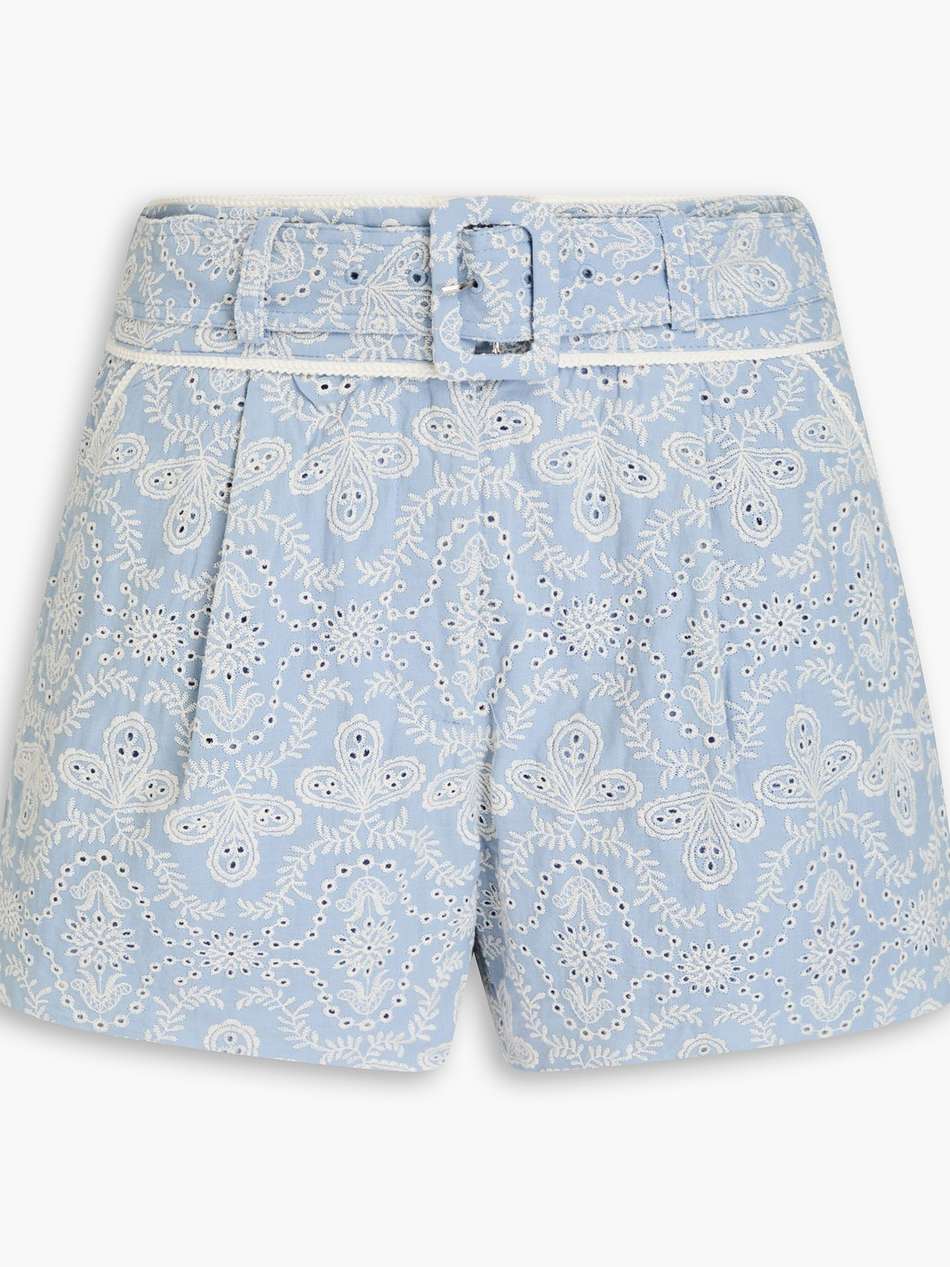 hobbes belted broderie anglaise cotton shorts