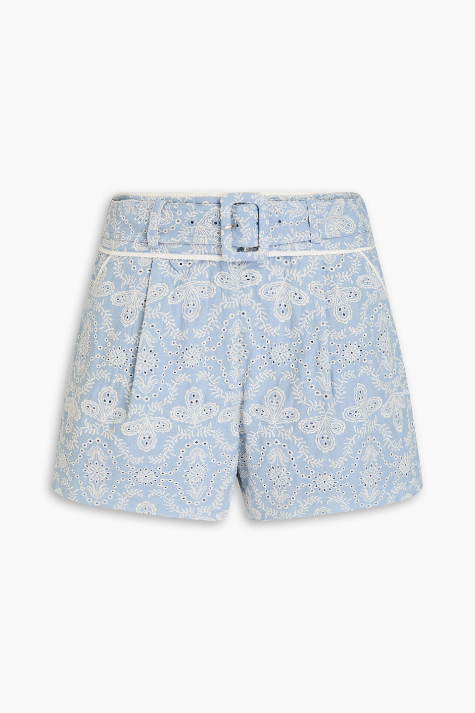 Hobbes belted broderie anglaise cotton shorts