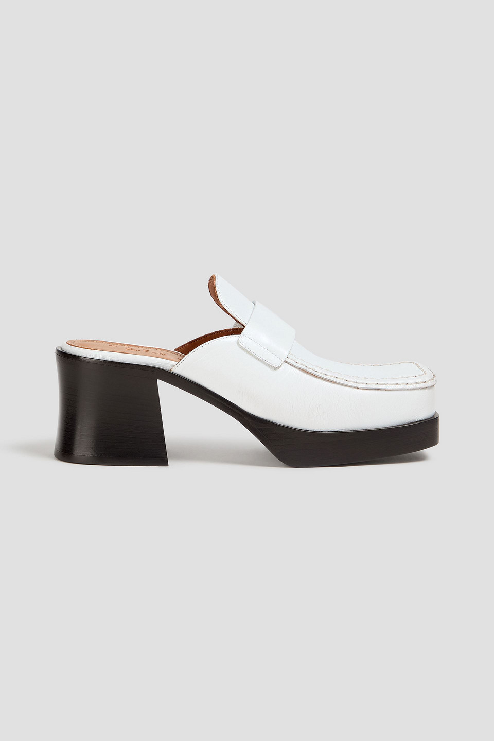 Leather platform mules