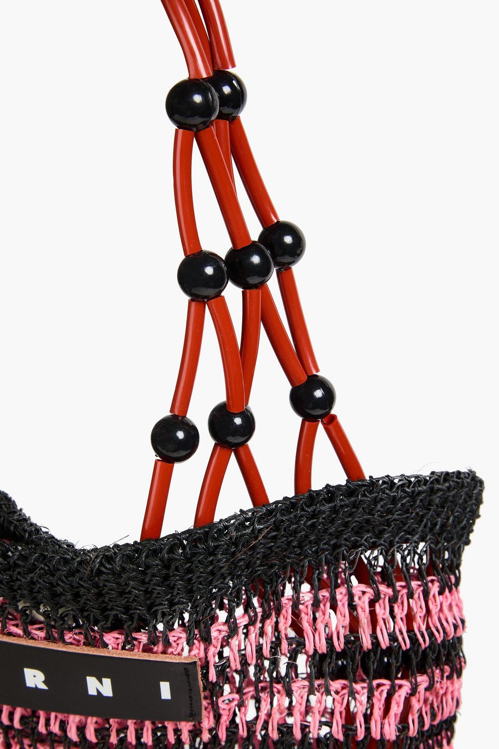 MARNI Embellished striped faux raffia tote