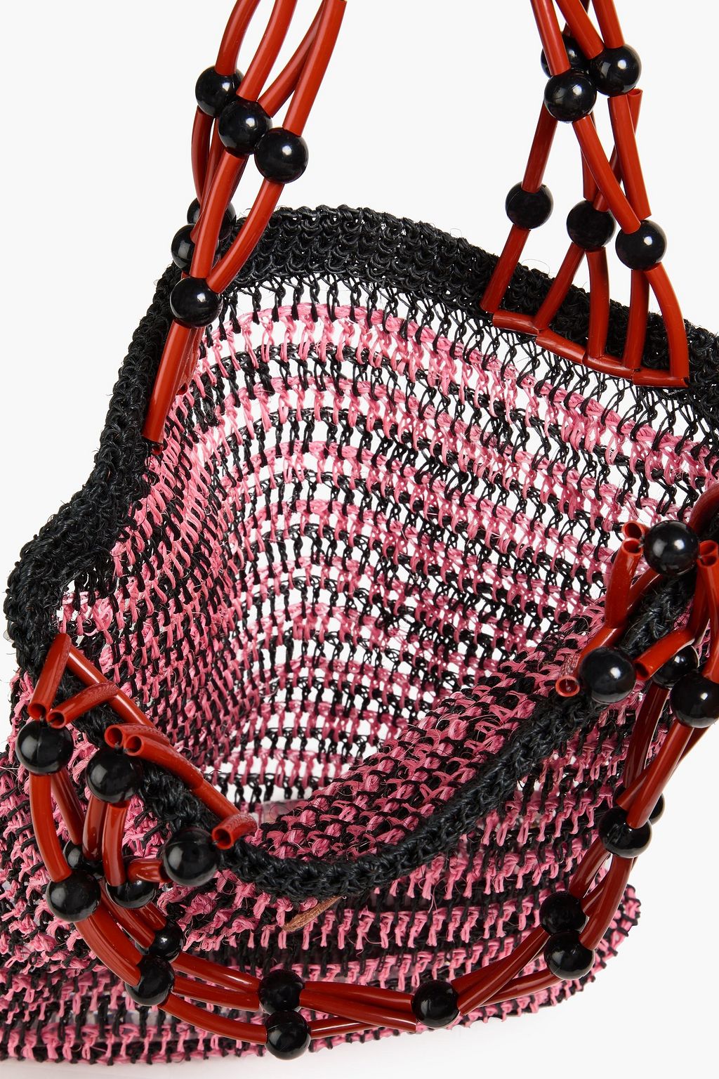 MARNI Embellished striped faux raffia tote