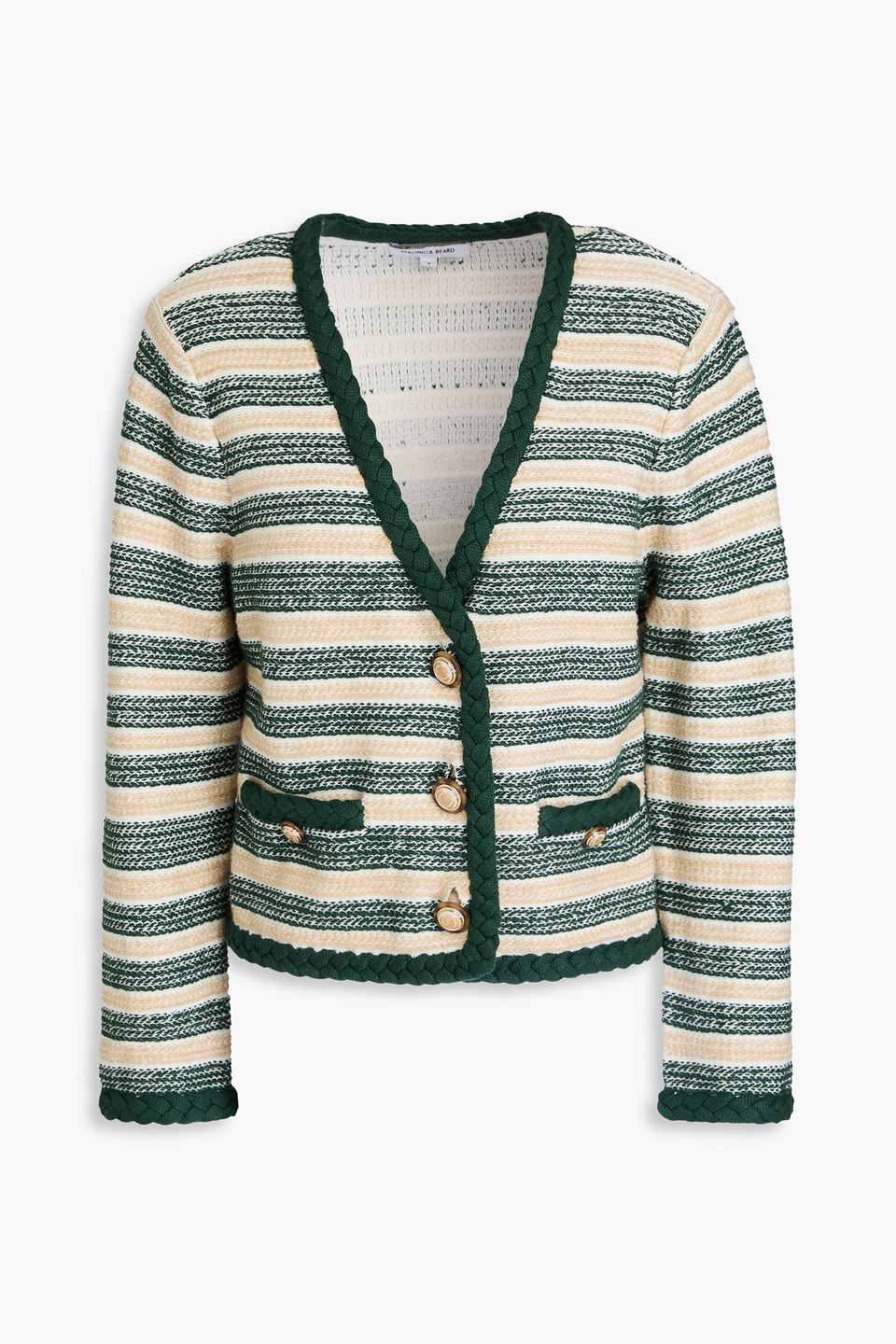 Veronica Beard Claudine Jacke Aus Tweed Aus Einer Leinenmischung Mit Streifen In Waldgrün
