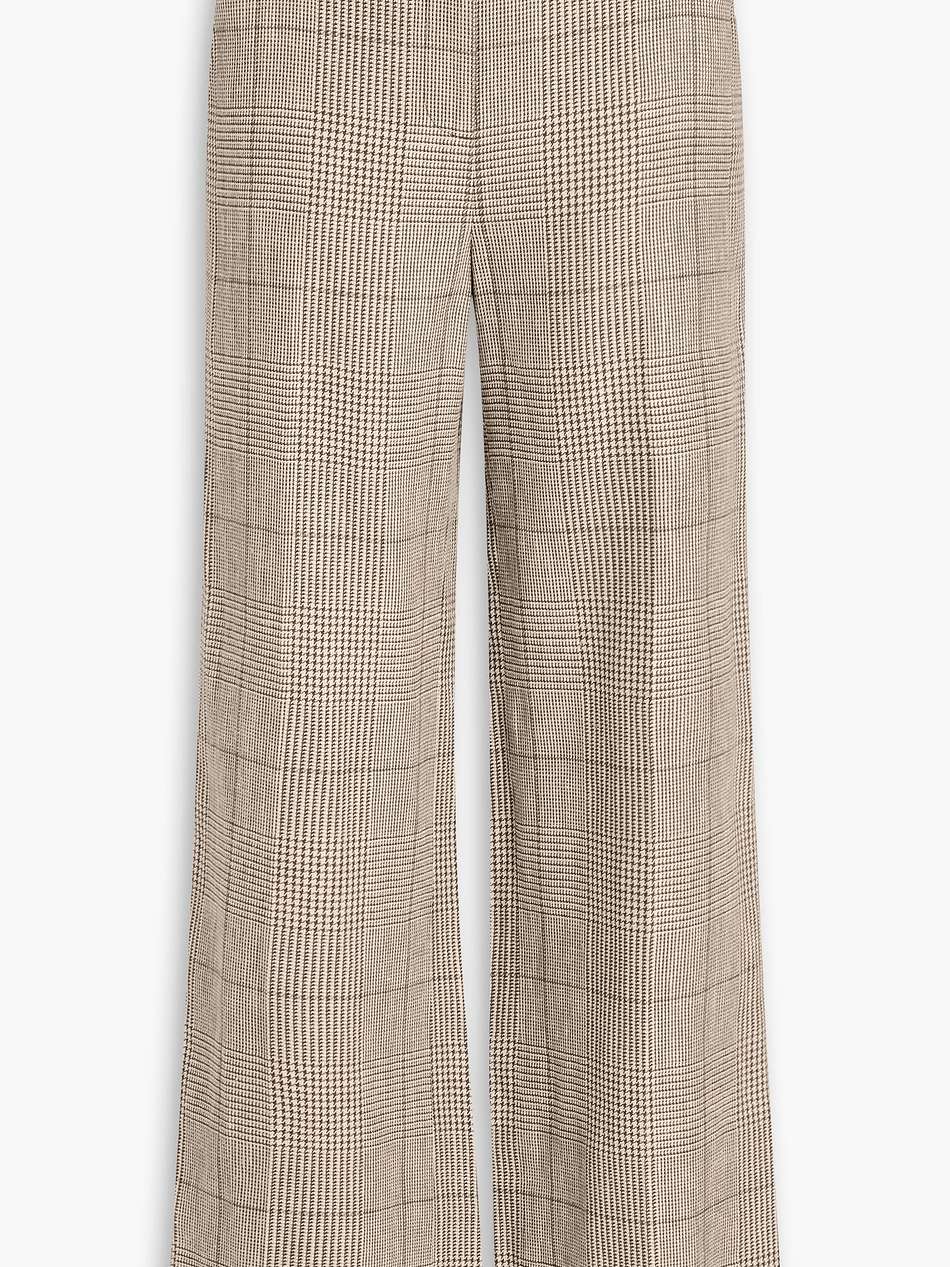 tonelli prince of wales checked linen and cotton-blend wide-leg pants