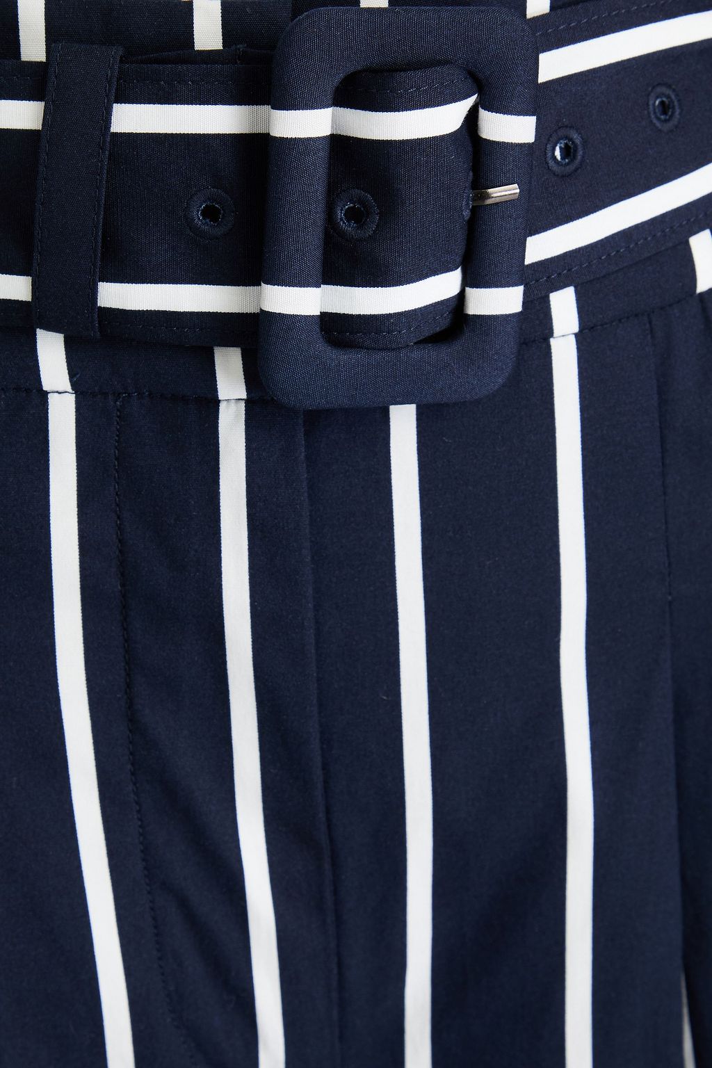 VERONICA BEARD Maliyah belted striped stretch-cotton poplin wide-leg pants