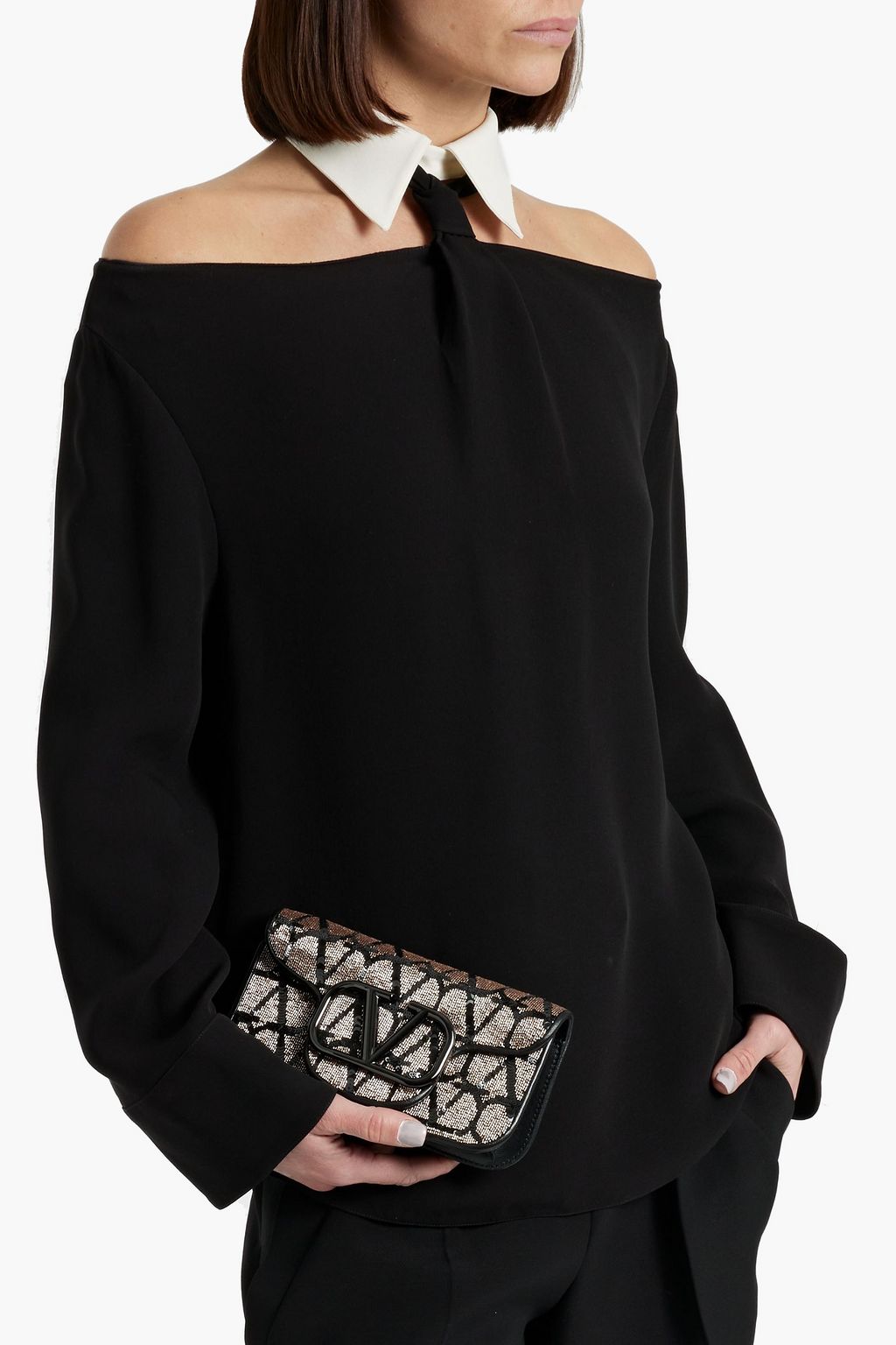 VALENTINO GARAVANI Locò Toile Iconographe embellished leather shoulder bag
