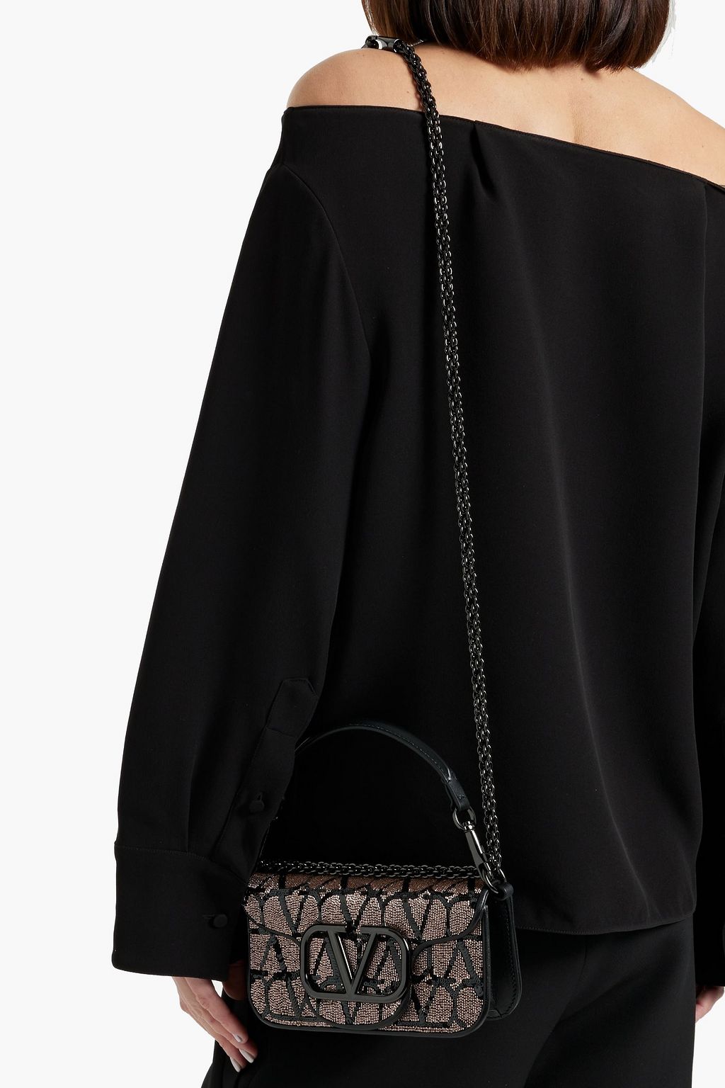 VALENTINO GARAVANI Locò Toile Iconographe embellished leather shoulder bag