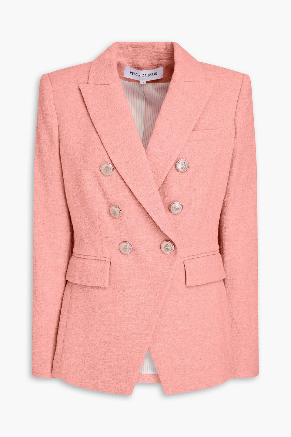 Veronica Beard Miller Dickey Double-breasted Stretch-cotton Crepe Blazer In Peach