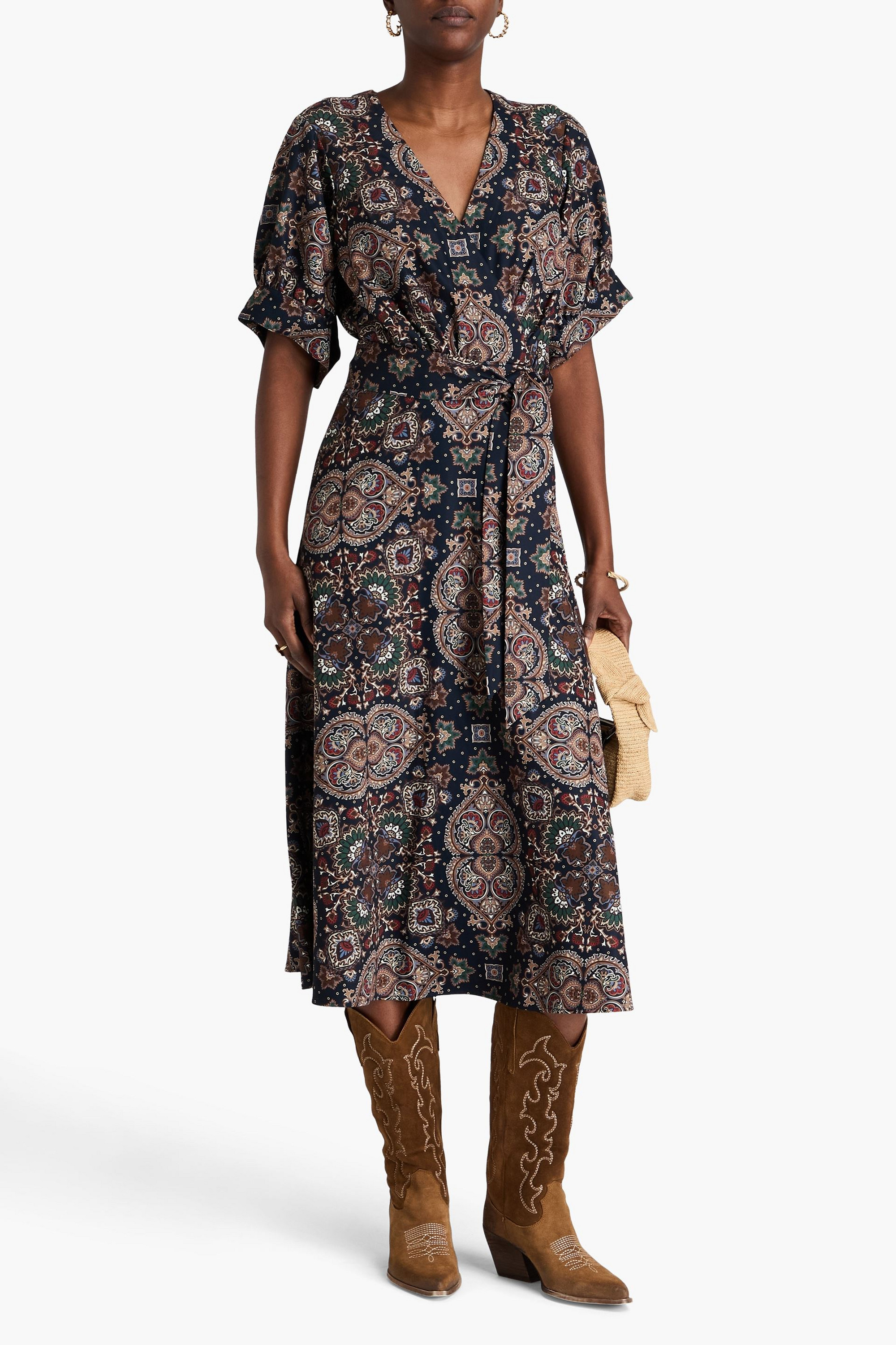 Veronica Beard Wyatt wrap-effect printed crepe midi dress