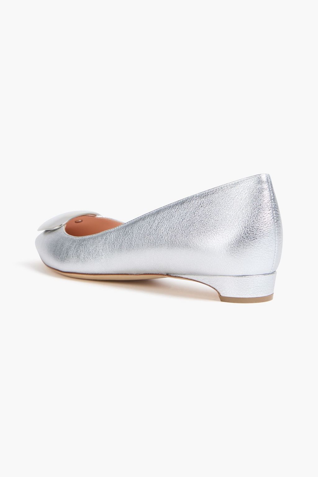 RUPERT SANDERSON Bedfa embellished metallic leather point-toe flats