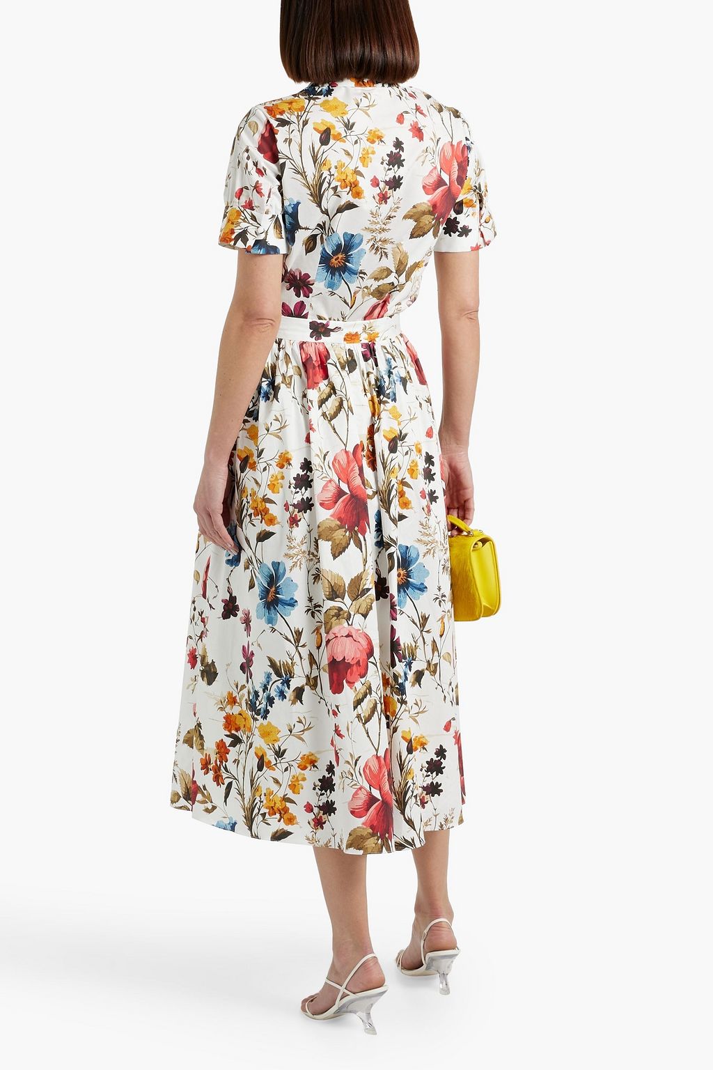 MIKAEL AGHAL Floral-print cotton-blend poplin top and midi skirt set