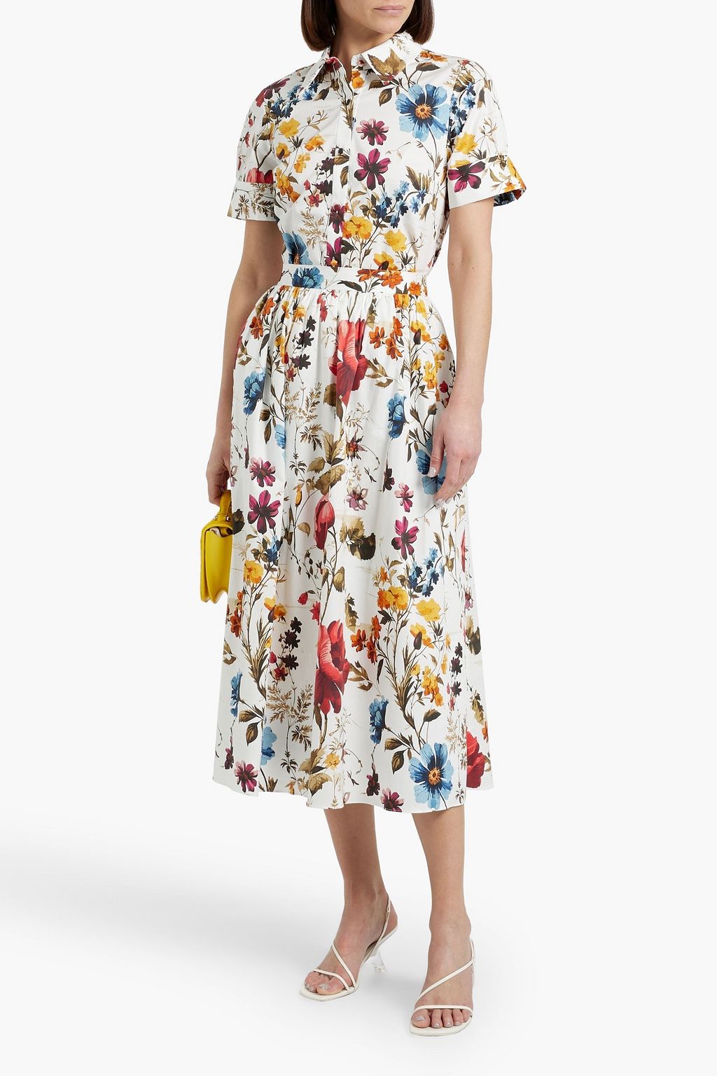 MIKAEL AGHAL Floral-print cotton-blend poplin top and midi skirt set