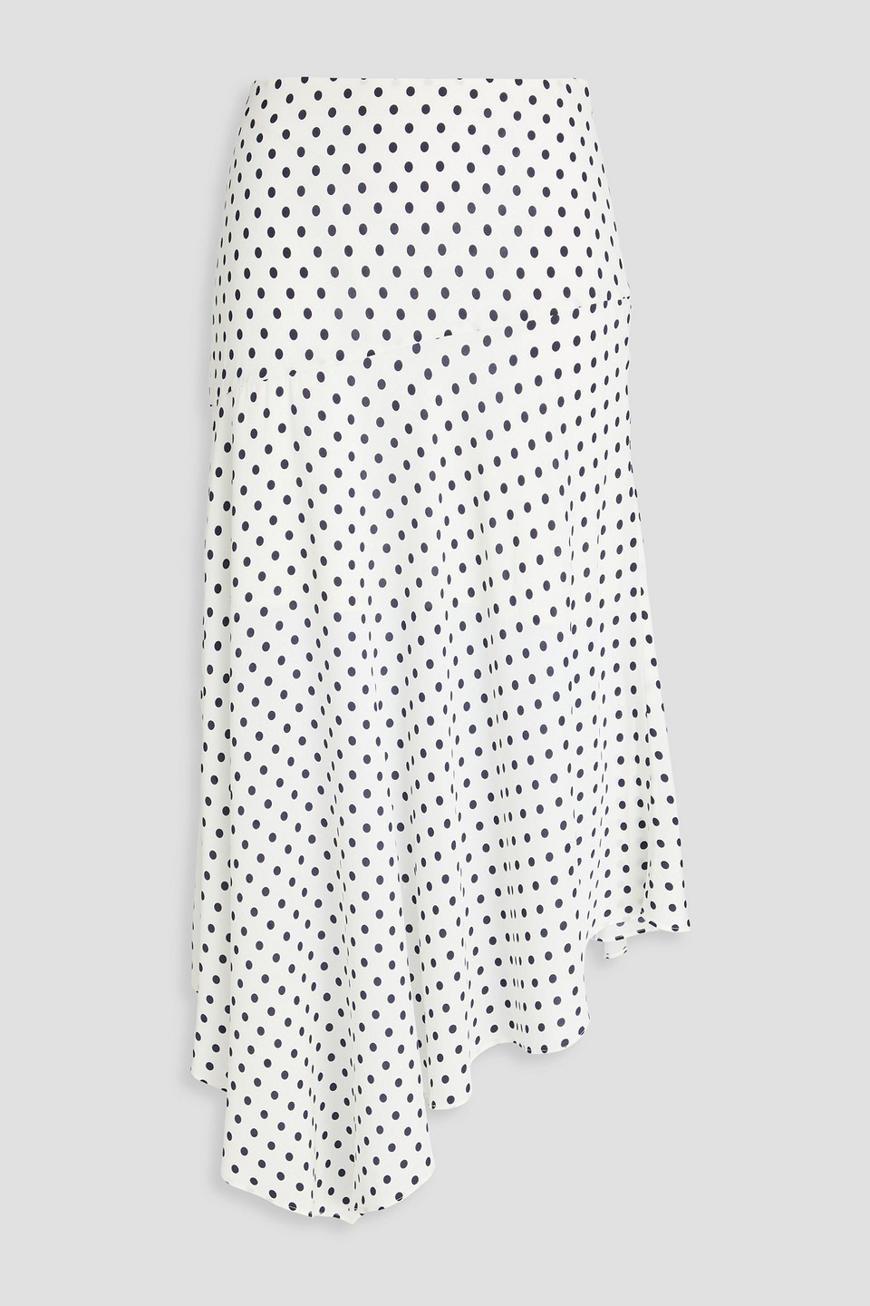 Shop Veronica Beard Rosemary Asymmetric Polka-dot Silk-blend Crepe De Chine Skirt In Off-white