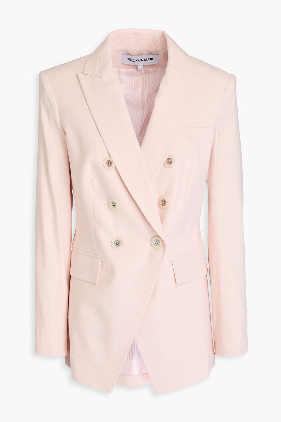 Veronica Beard Charleston Doppelreihiger Blazer Aus Einer Leinenmischung In Pastellrosa