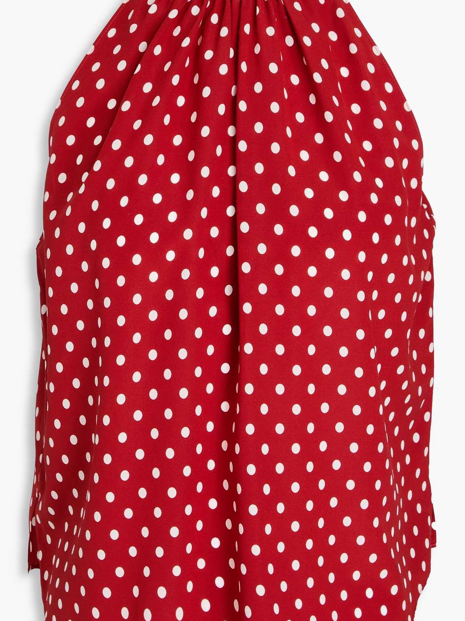 kovi polka-dot silk-blend crepe de chine top