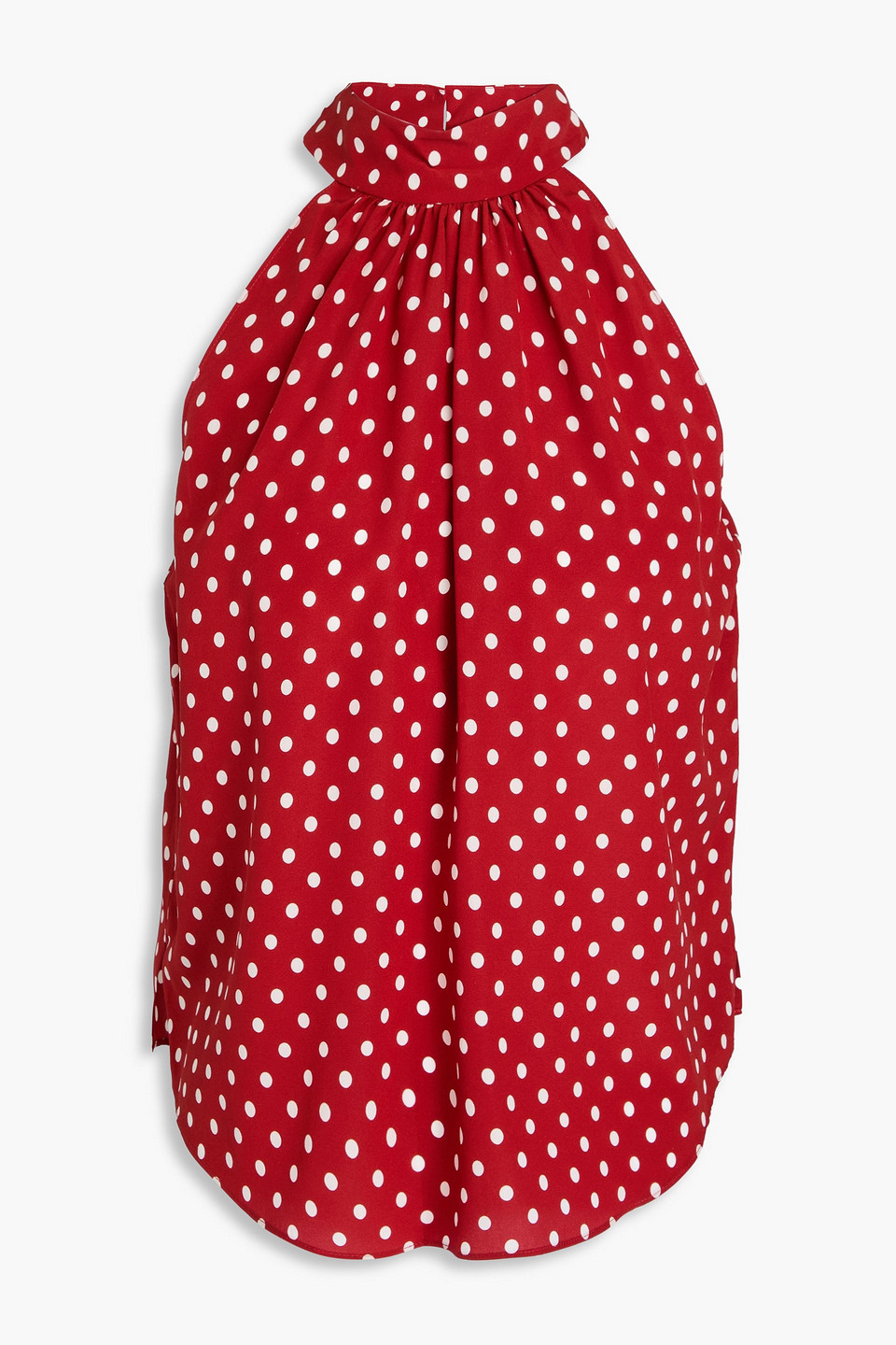Veronica Beard Kovi Polka-dot Silk-blend Crepe De Chine Top In Burgundy