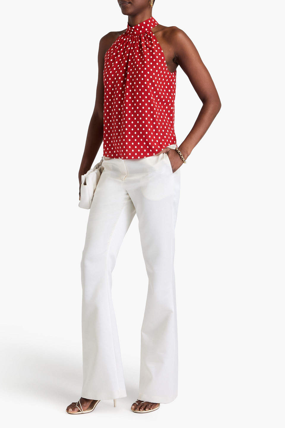 Veronica Beard Kovi Polka-dot Silk-blend Crepe De Chine Top In Burgundy