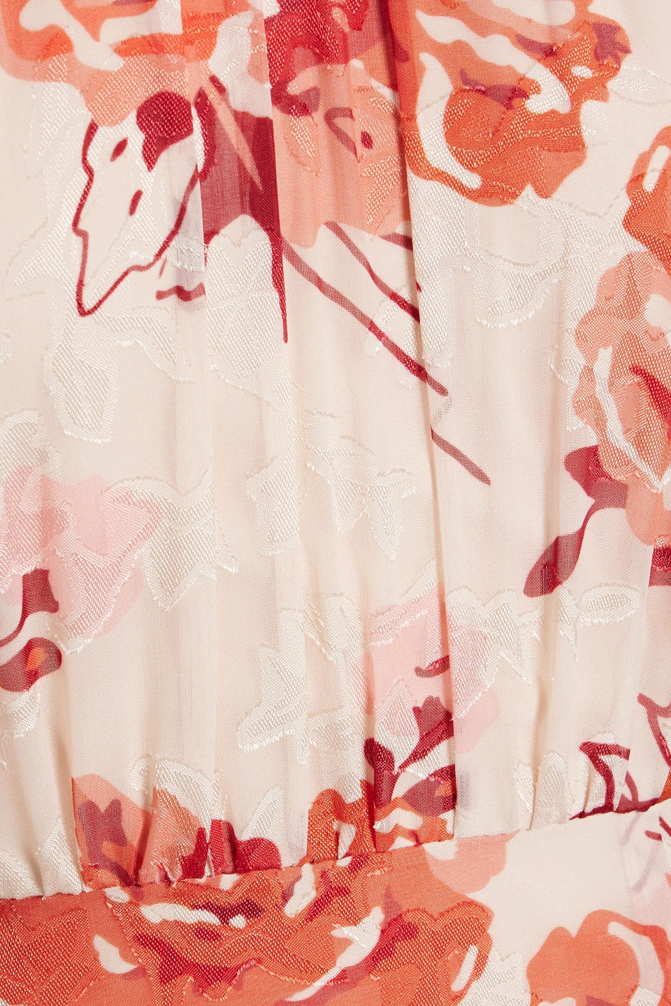Mikael Aghal Floral-print Fil Coupé Chiffon Midi Dress In Coral