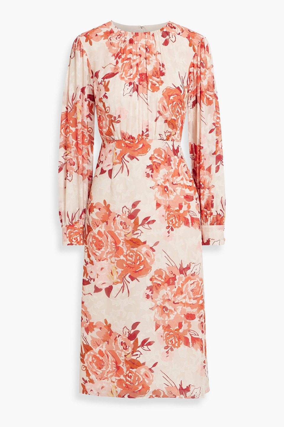 Floral-print fil coupé chiffon midi dress