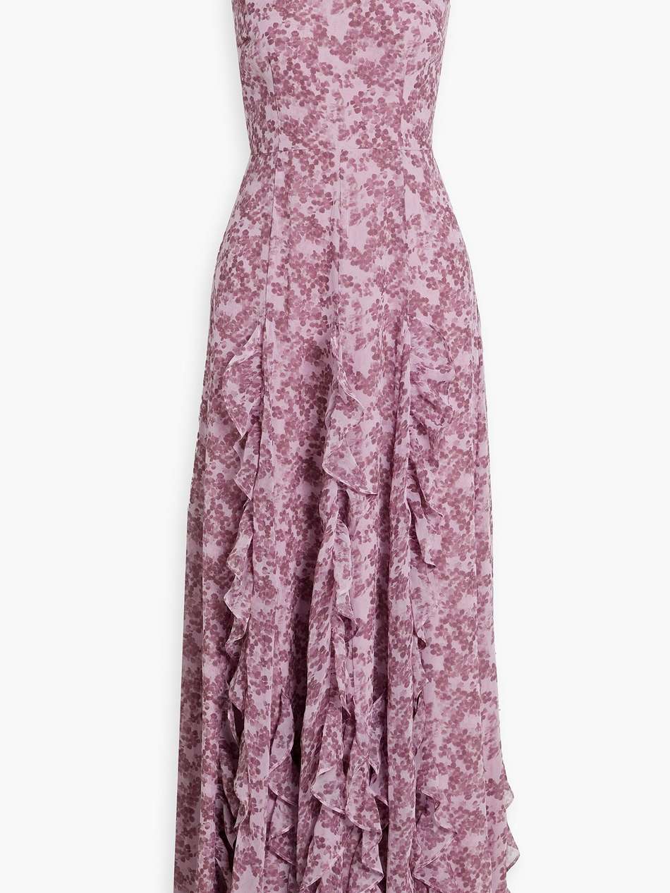 ruffled floral-print chiffon maxi dress