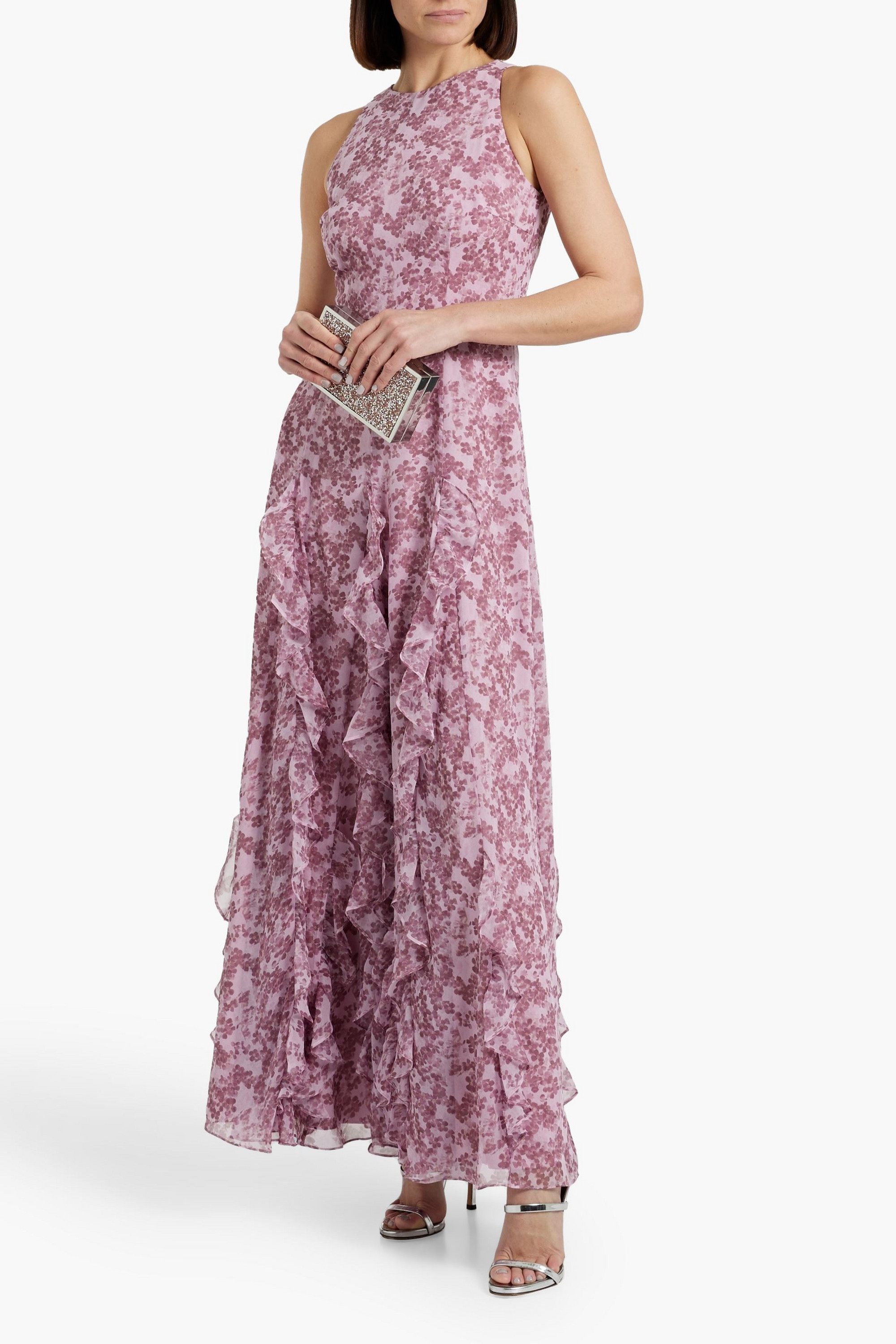 MIKAEL AGHAL Ruffled floral-print chiffon maxi dress