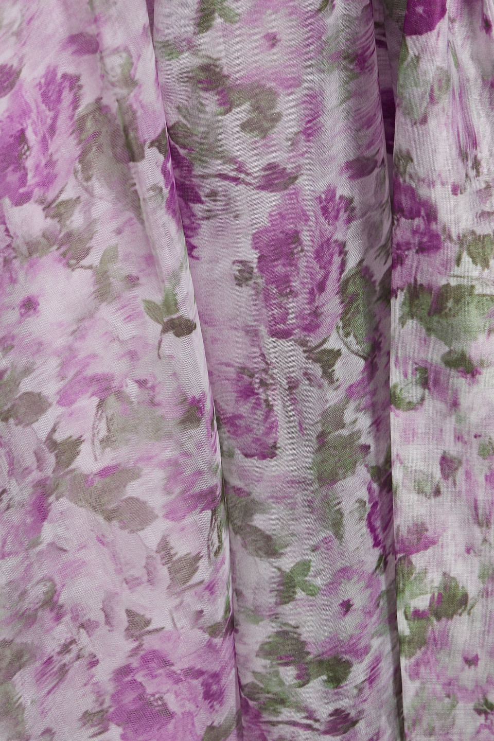 Mikael Aghal Ruffled Floral-print Organza Midi Dress In Lilac