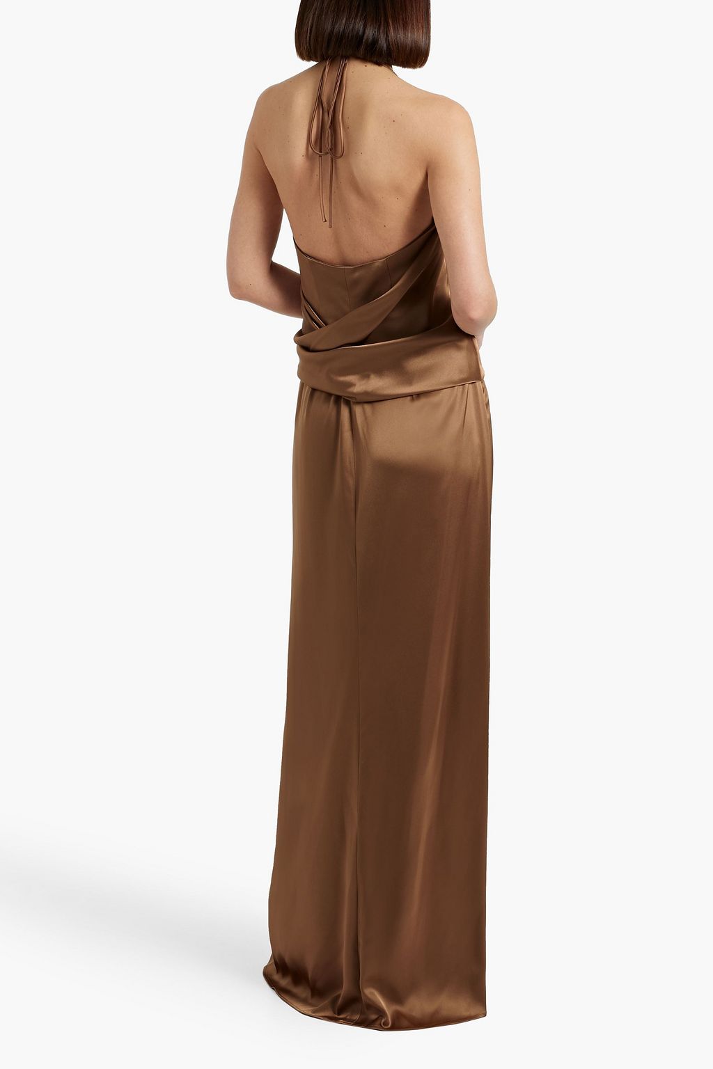 CAROLINA HERRERA Draped satin halterneck gown