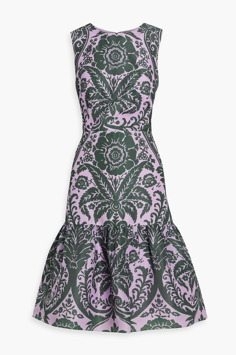 Carolina Herrera Floral-print Silk Dress In Purple