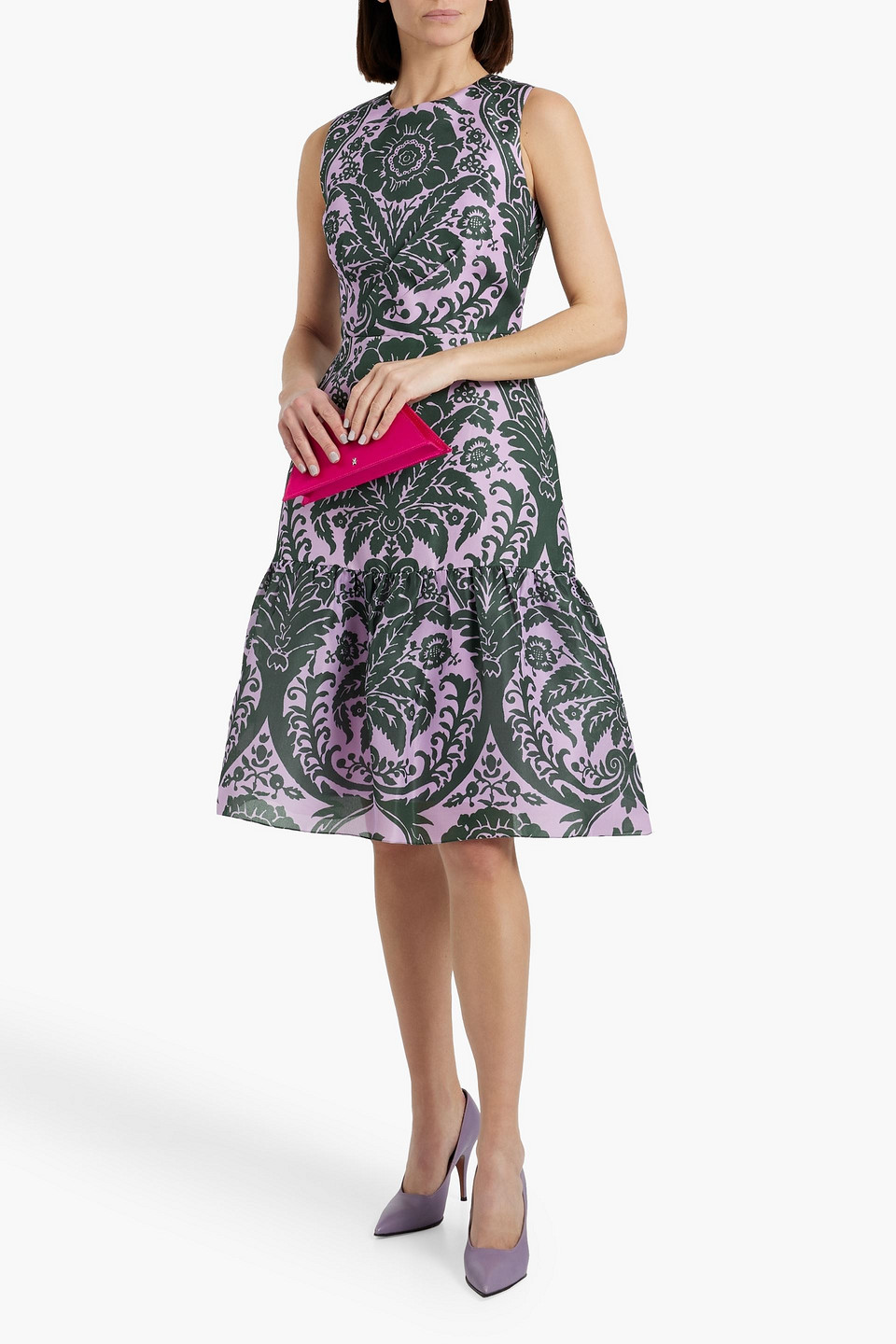 CAROLINA HERRERA FLORAL-PRINT SILK DRESS