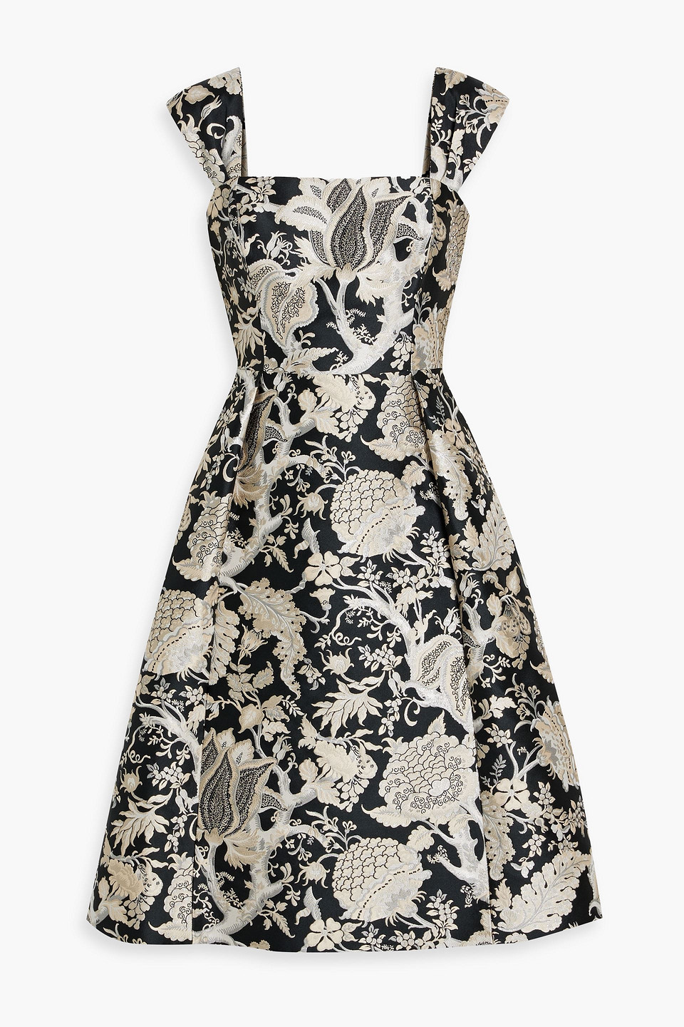 Carolina Herrera Metallic Jacquard Dress In Black/white