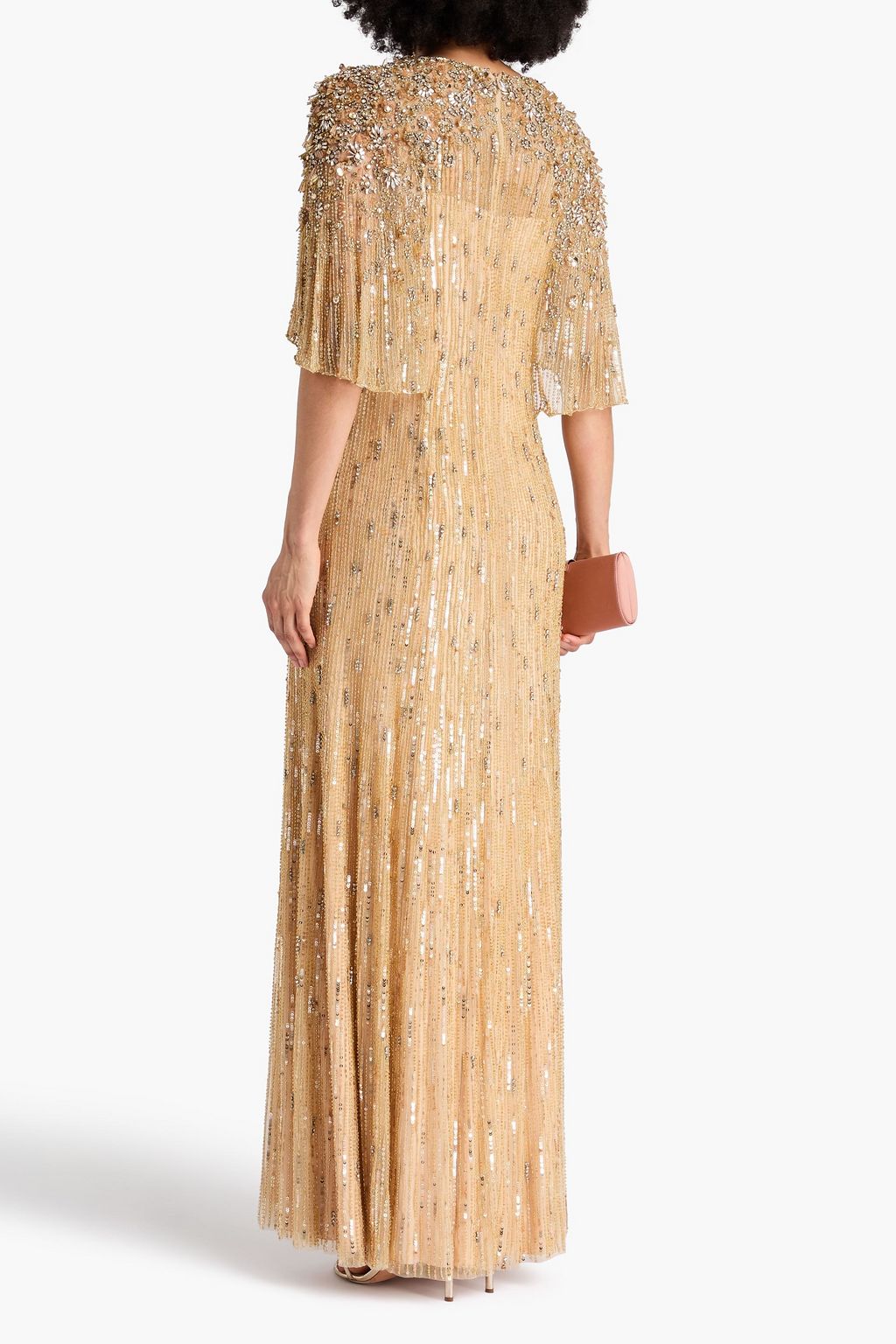JENNY PACKHAM Astra cape-effect embellished tulle gown